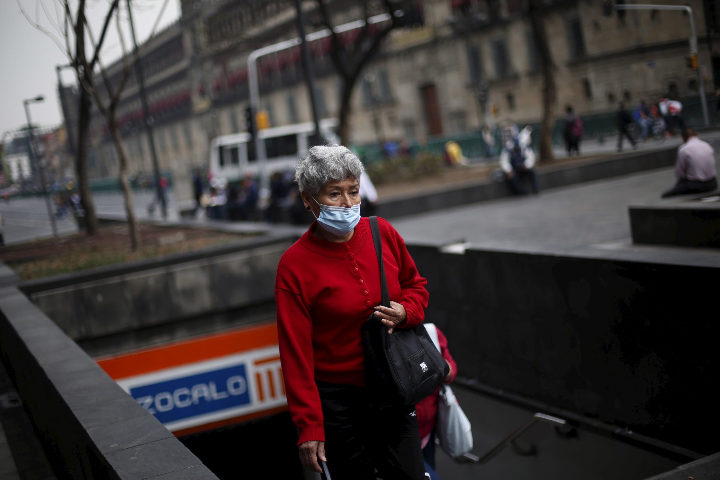 Woman wears protective mask