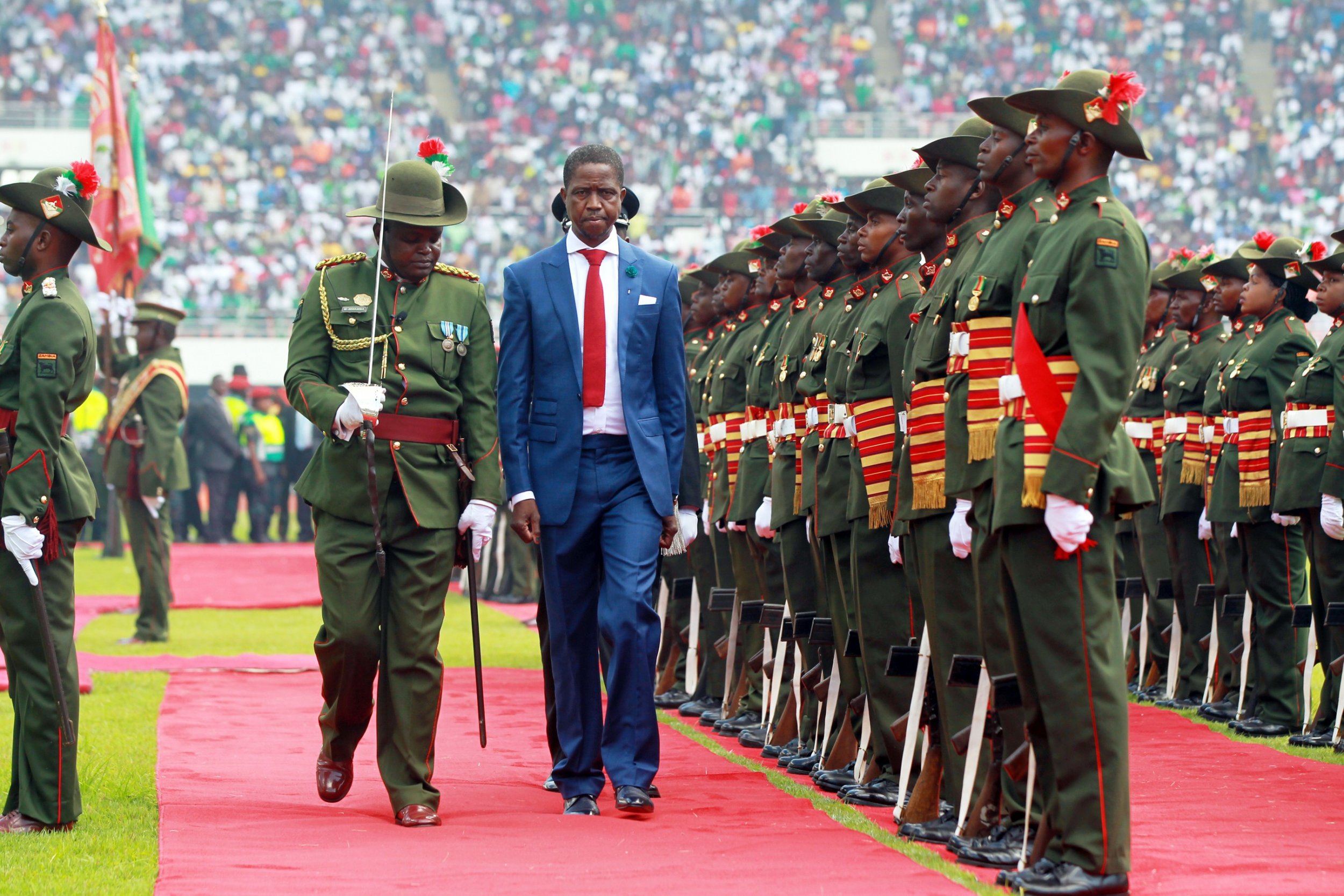 Zambia's president Edgar Lungu at his swearing-in ceremony.