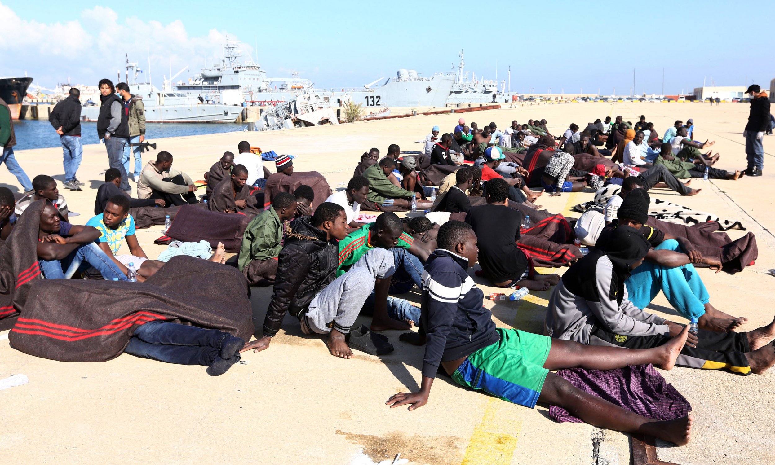 Refugees rescued in Libya.