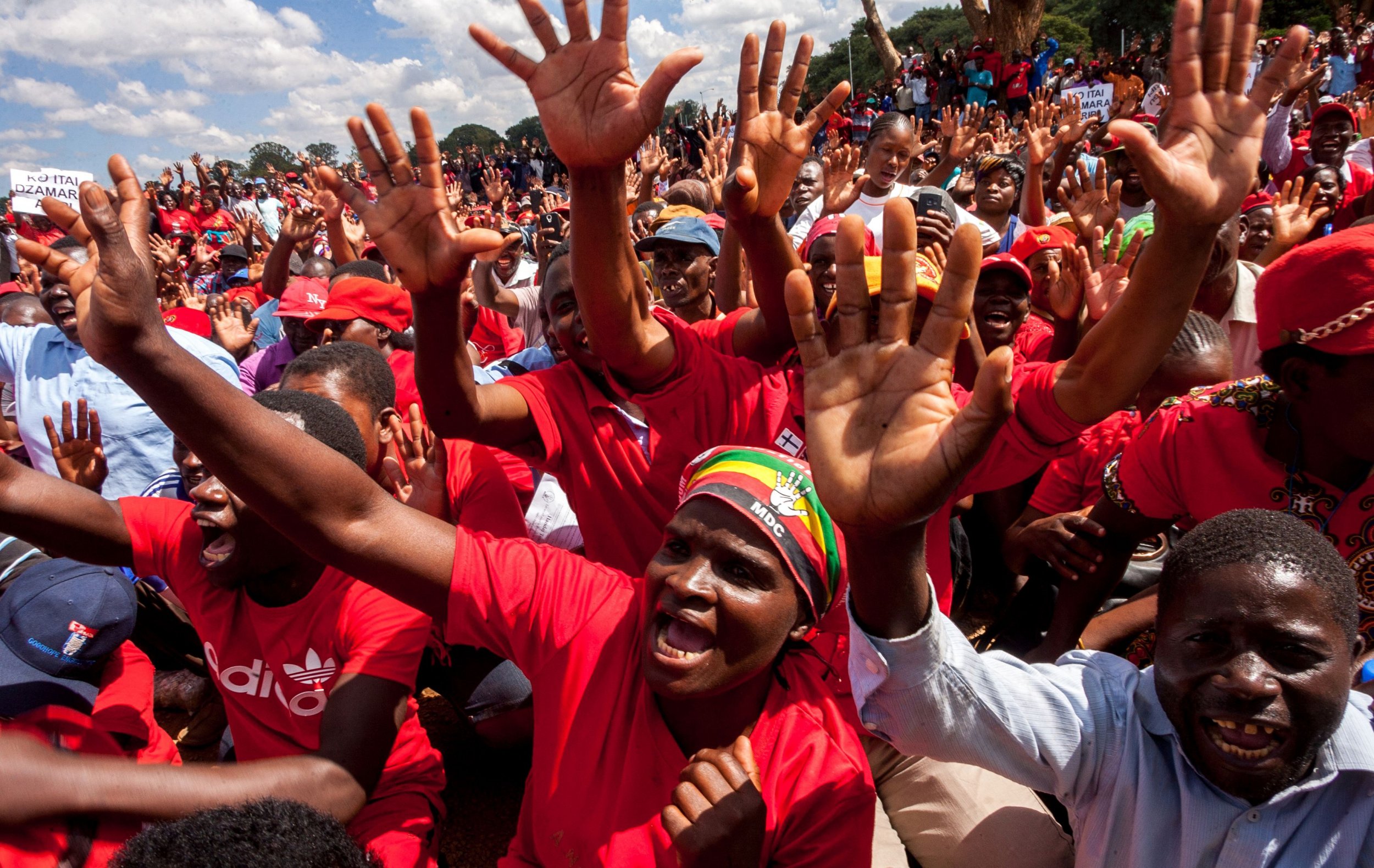 MDC supporters protest against Mugabe in Harare.