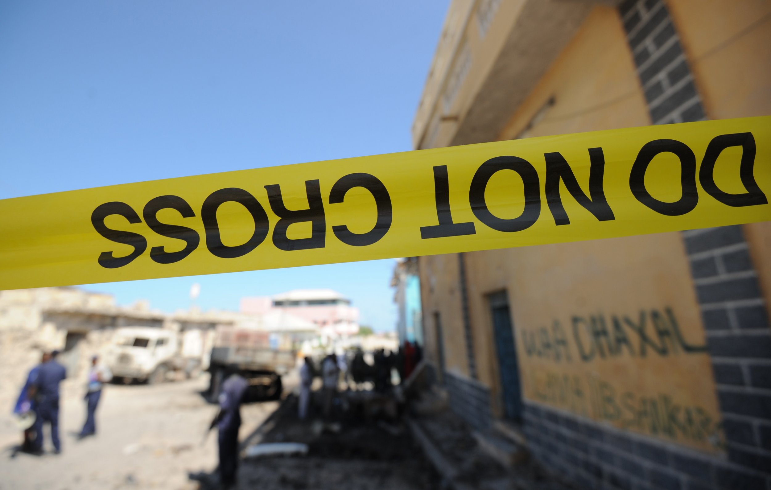 Somalia bomb site police tape