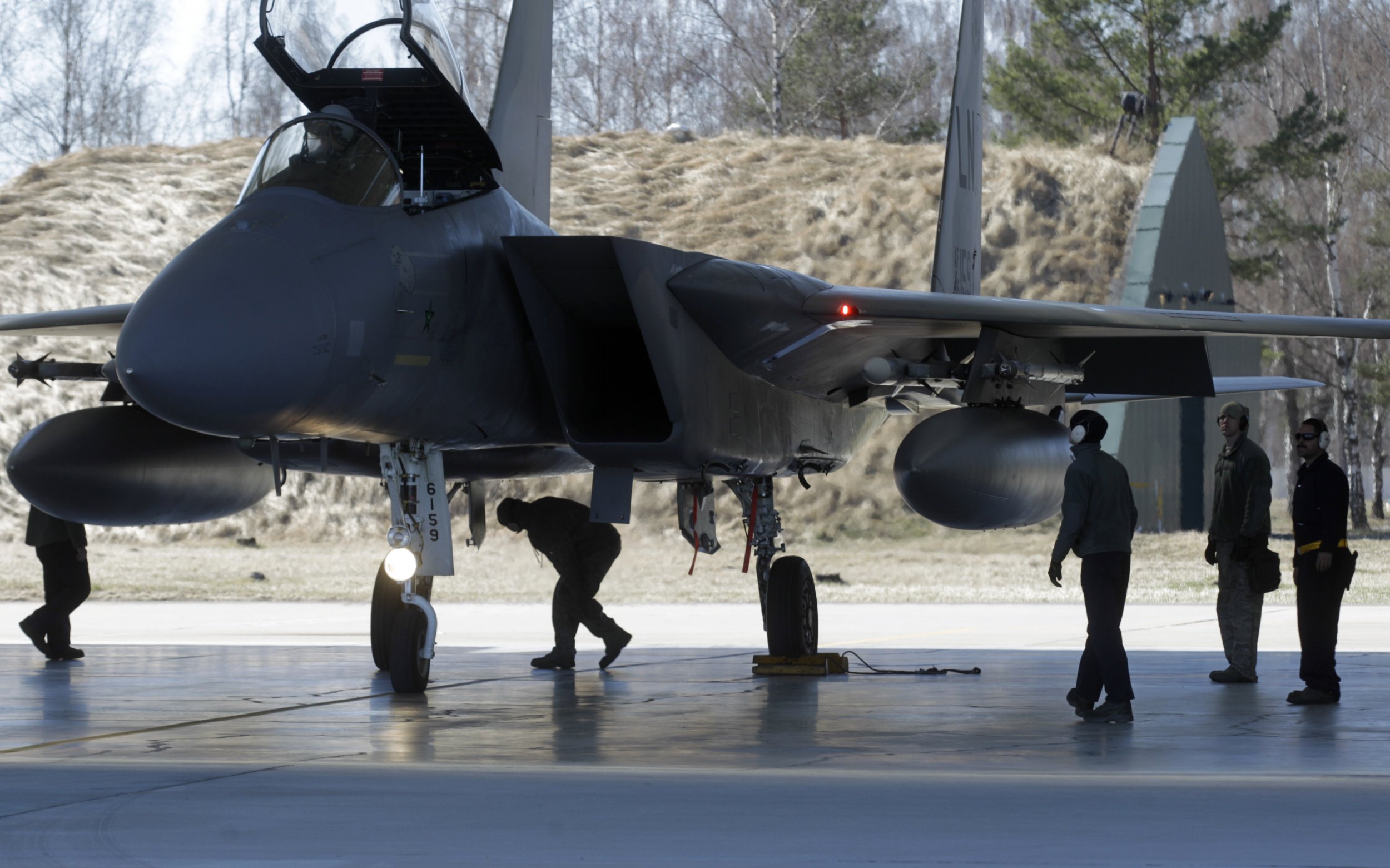 F-15 plane on the ground