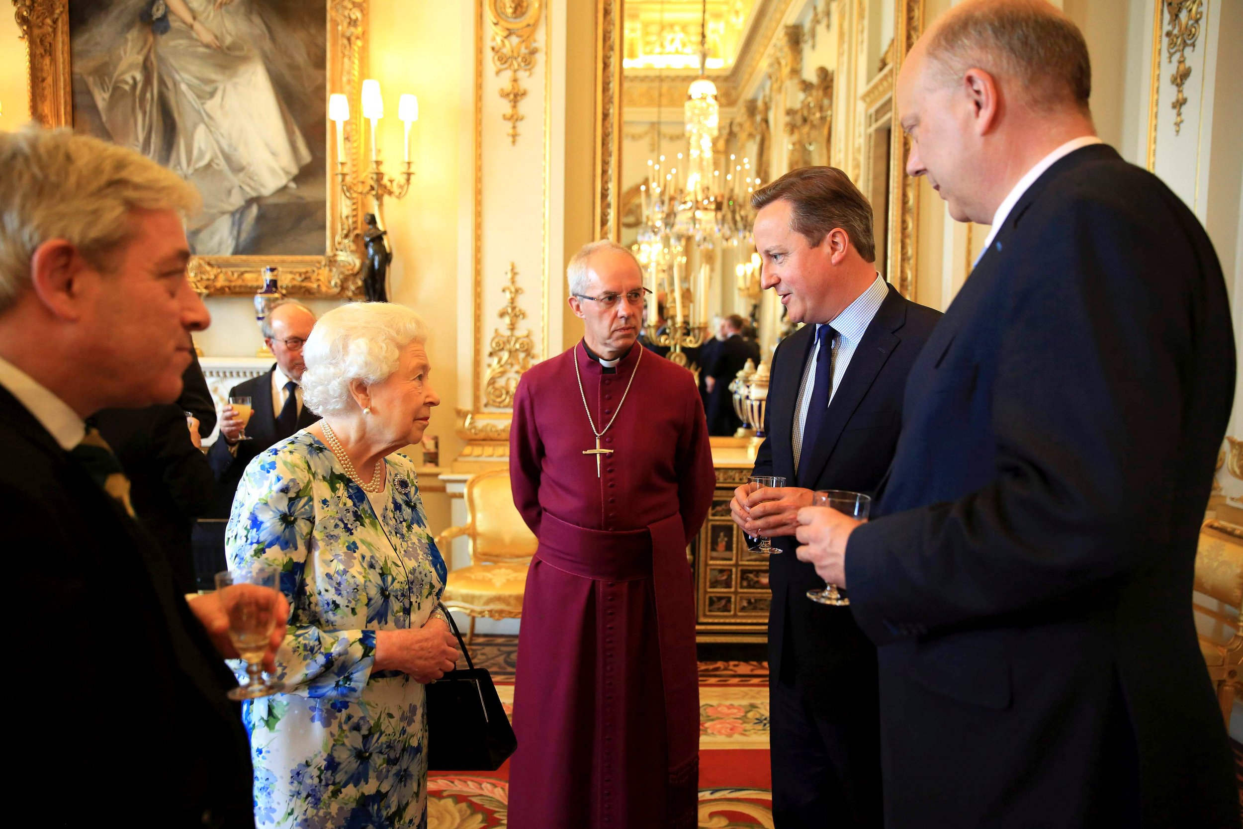 David Cameron speaks to Queen and Archbishop of Canterbury.