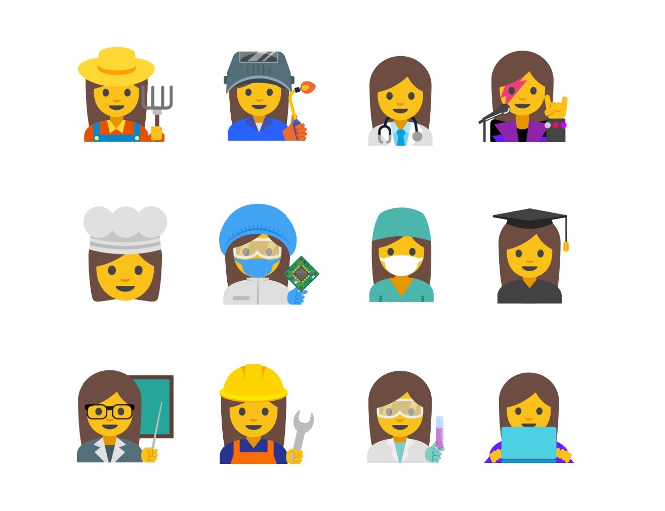 Google's proposed new female emojis