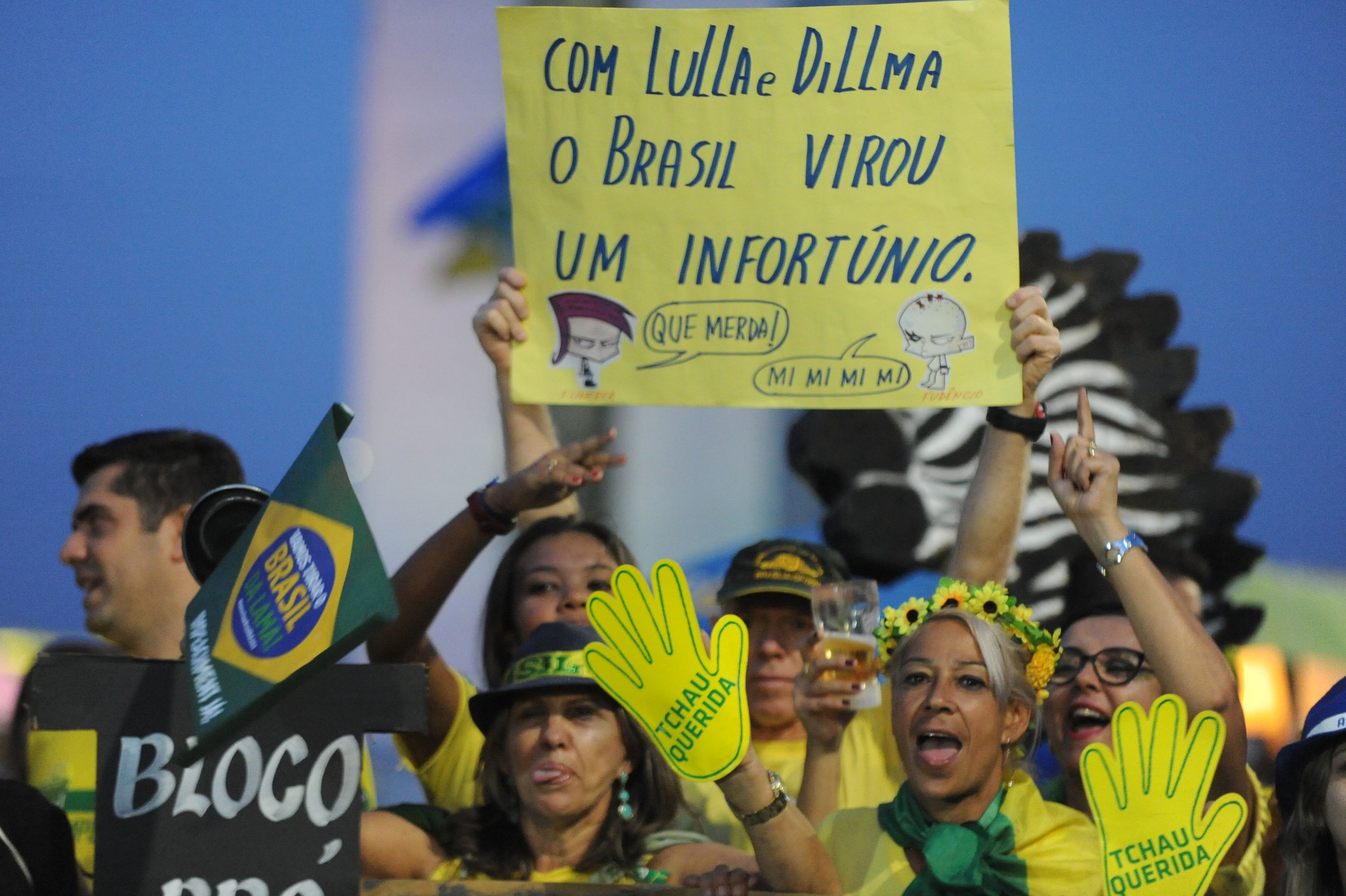 Anti-Rousseff demonstrators in Brazil.