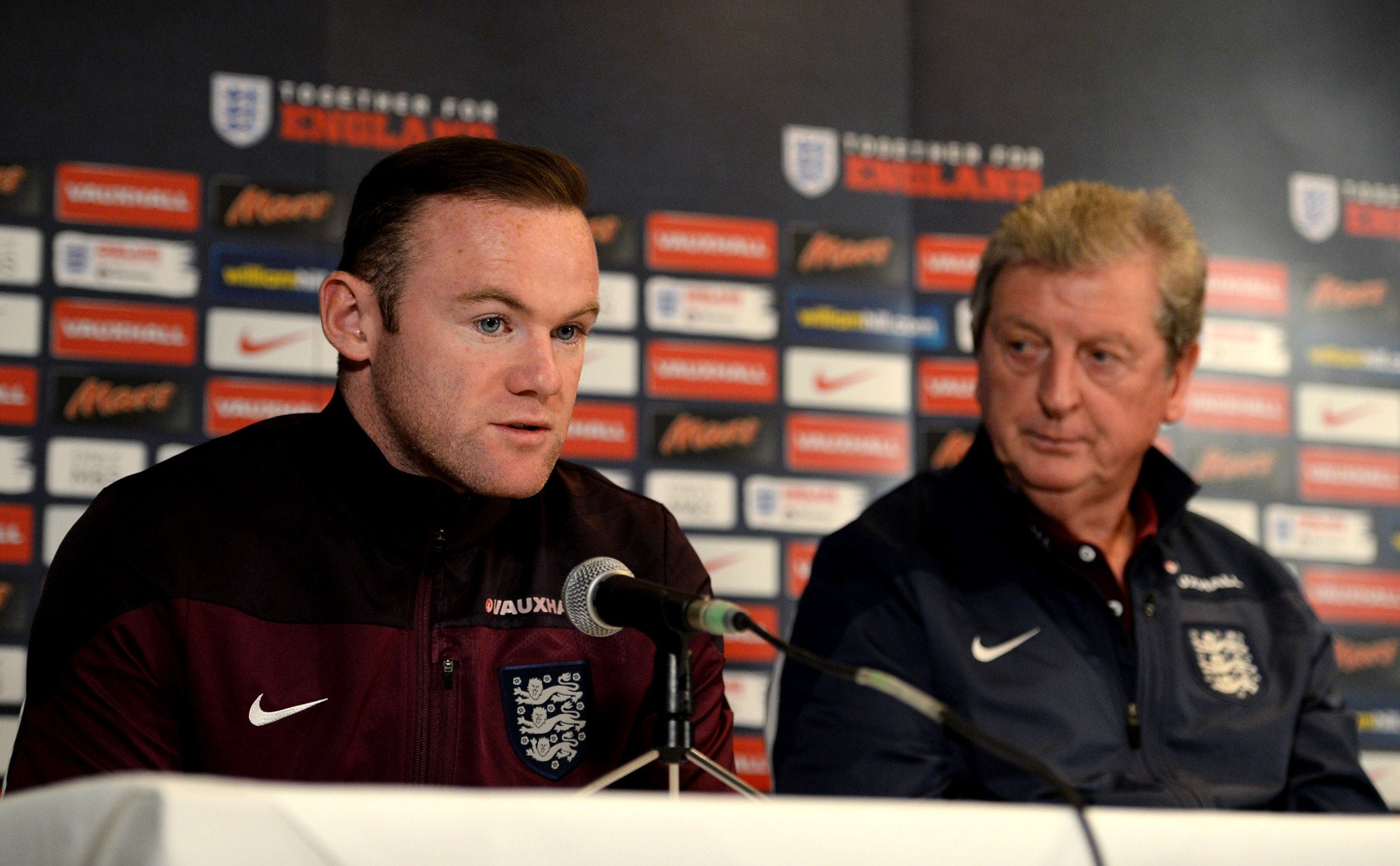 Wayne Rooney, left, with England coach Roy Hodgson.