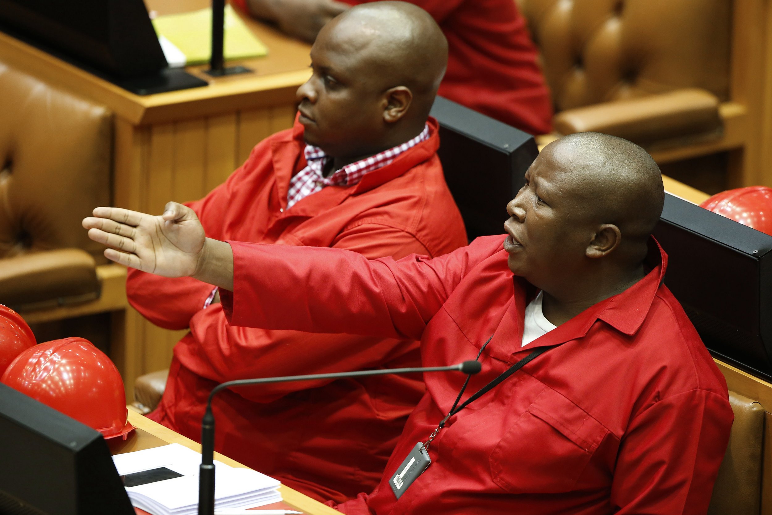 EFF leader Julius Malema speaks in parliament.
