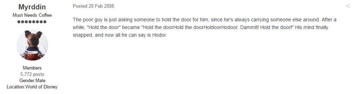 Game of Thrones fan predicts Hodor meaning