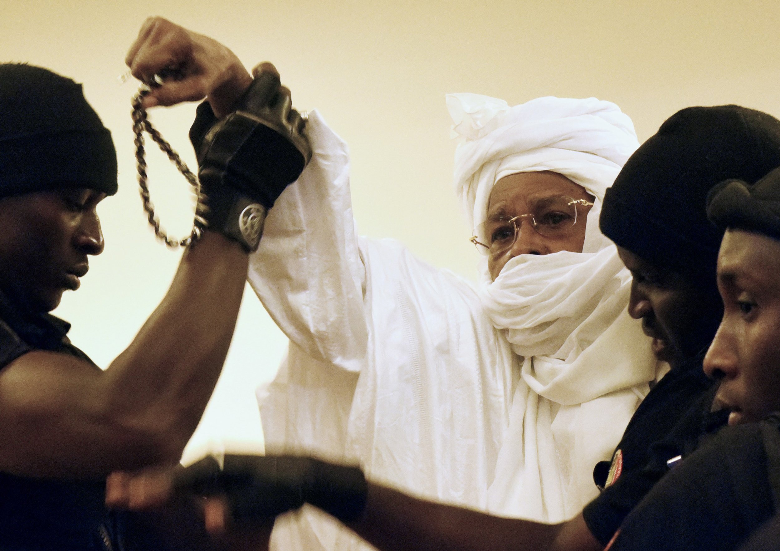 Ex-Chadian dictator Hissene Habre in court.