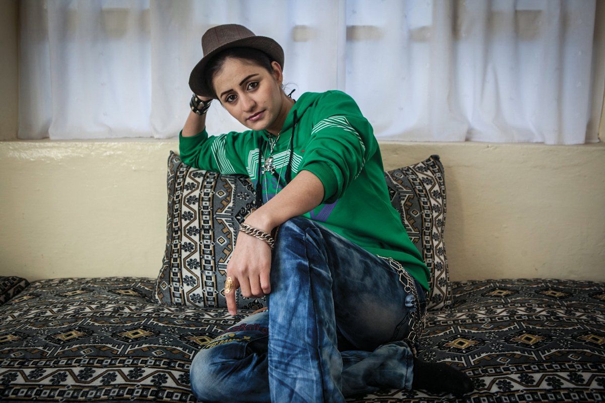 Afghan female rapper Susan Feroz at her house in Kabul.