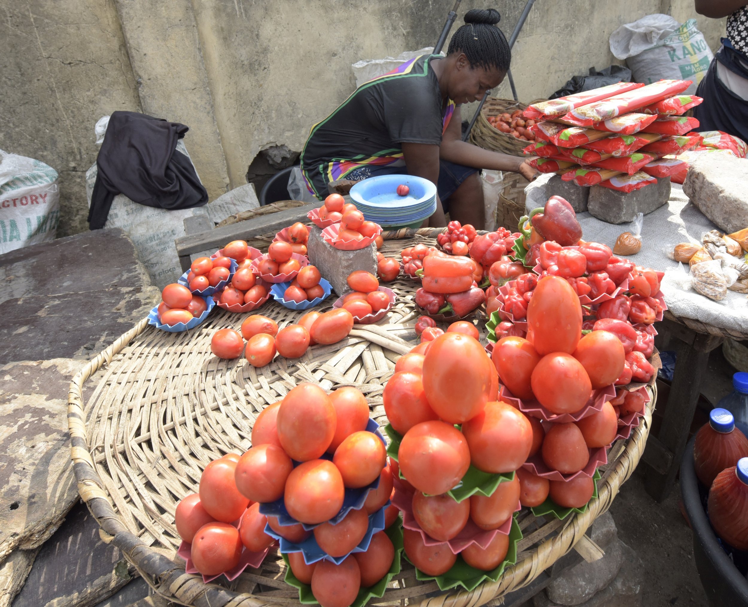 Nigeria tomato vendor.