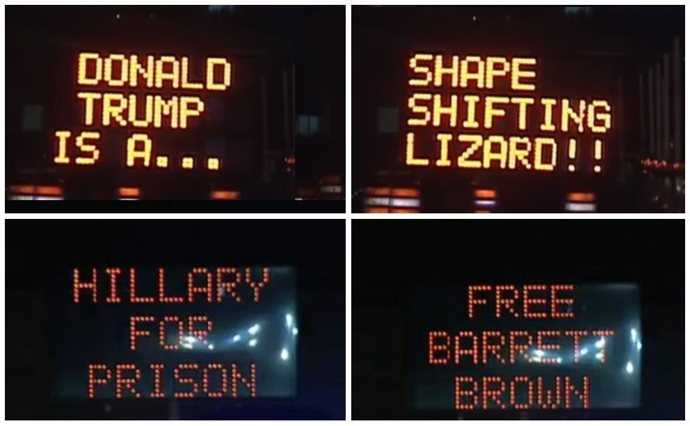 donald trump hackers road signs Anonymous