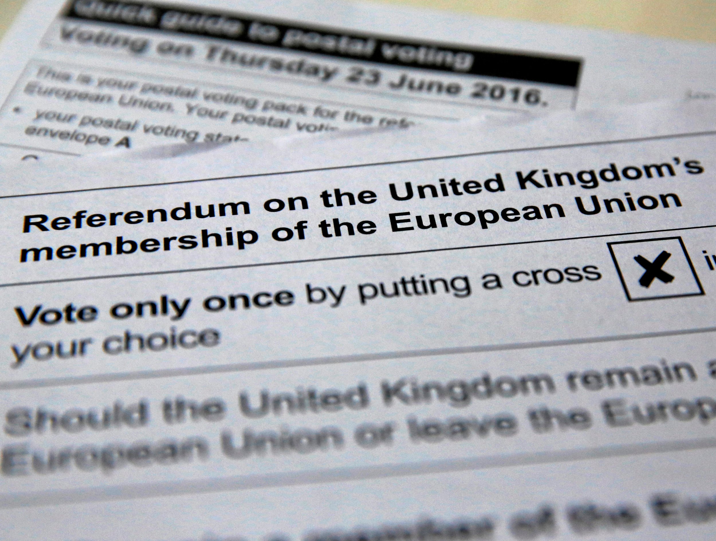 EU Referendum postal ballot paper