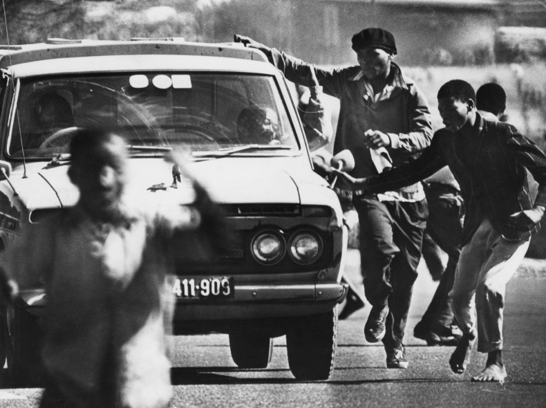 Protesters during Soweto Uprising.