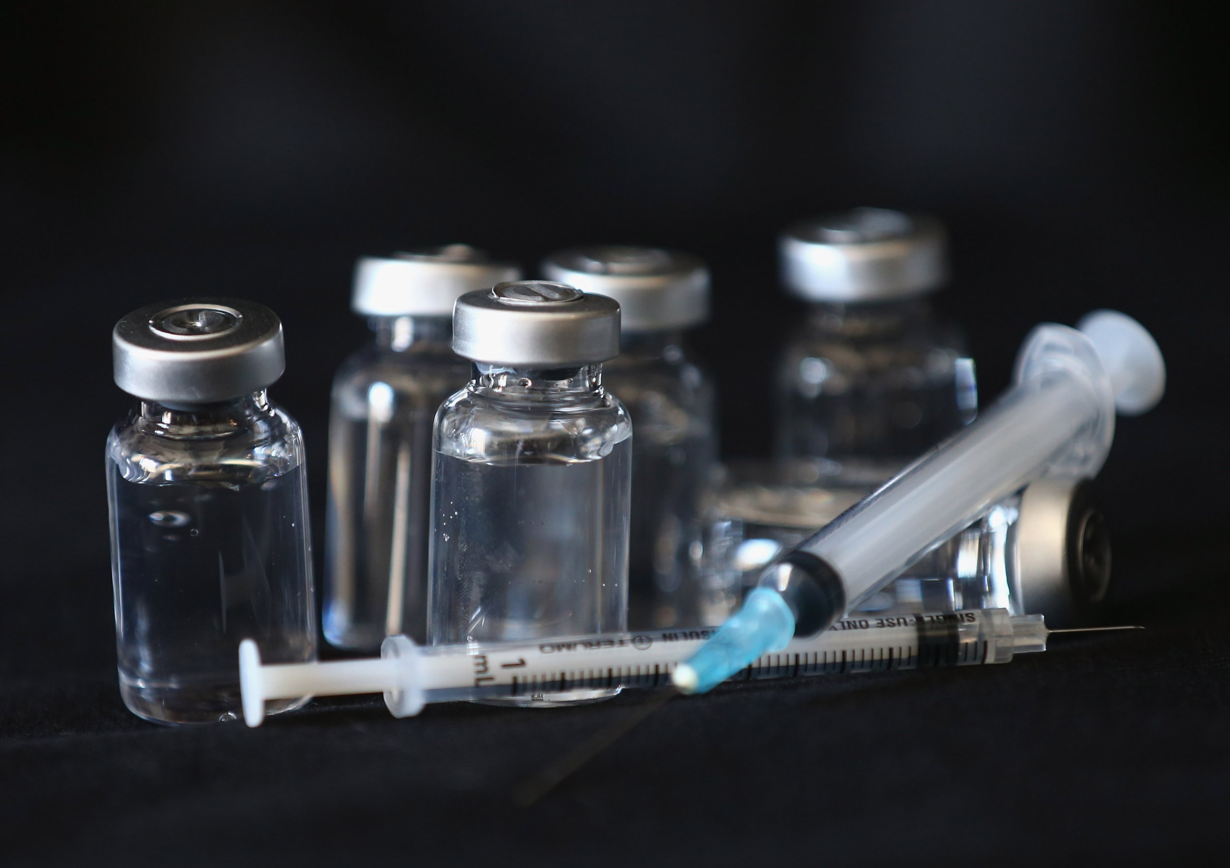 A general view of medical vials and syringes.