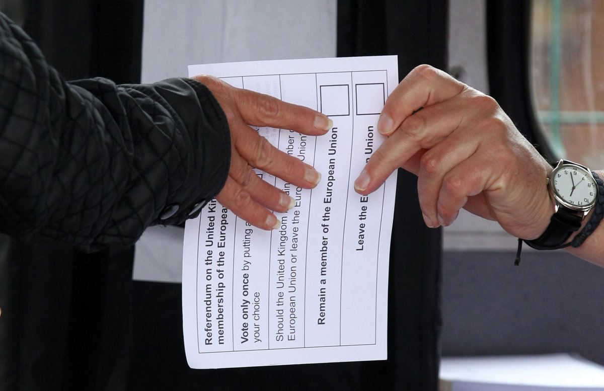 British voter receives voting slip for referendum