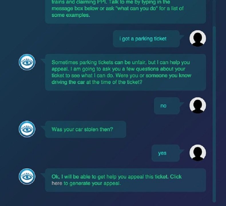 donotpay chatbot robot lawyer parking ticket