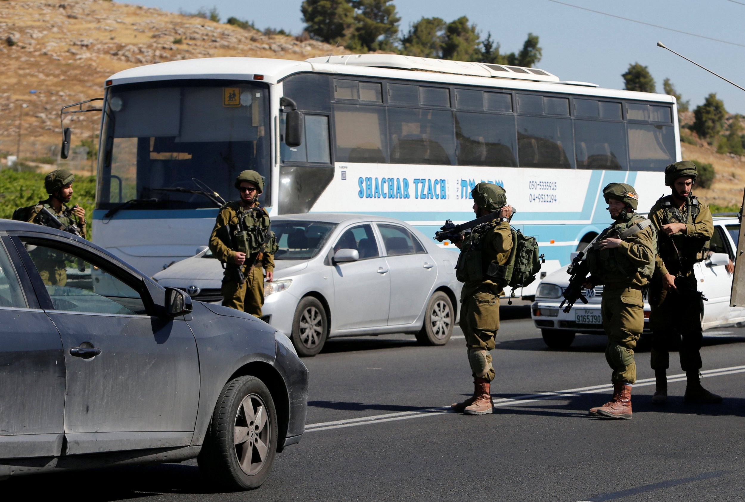 Israeli soldiers near West Bank's Hebron