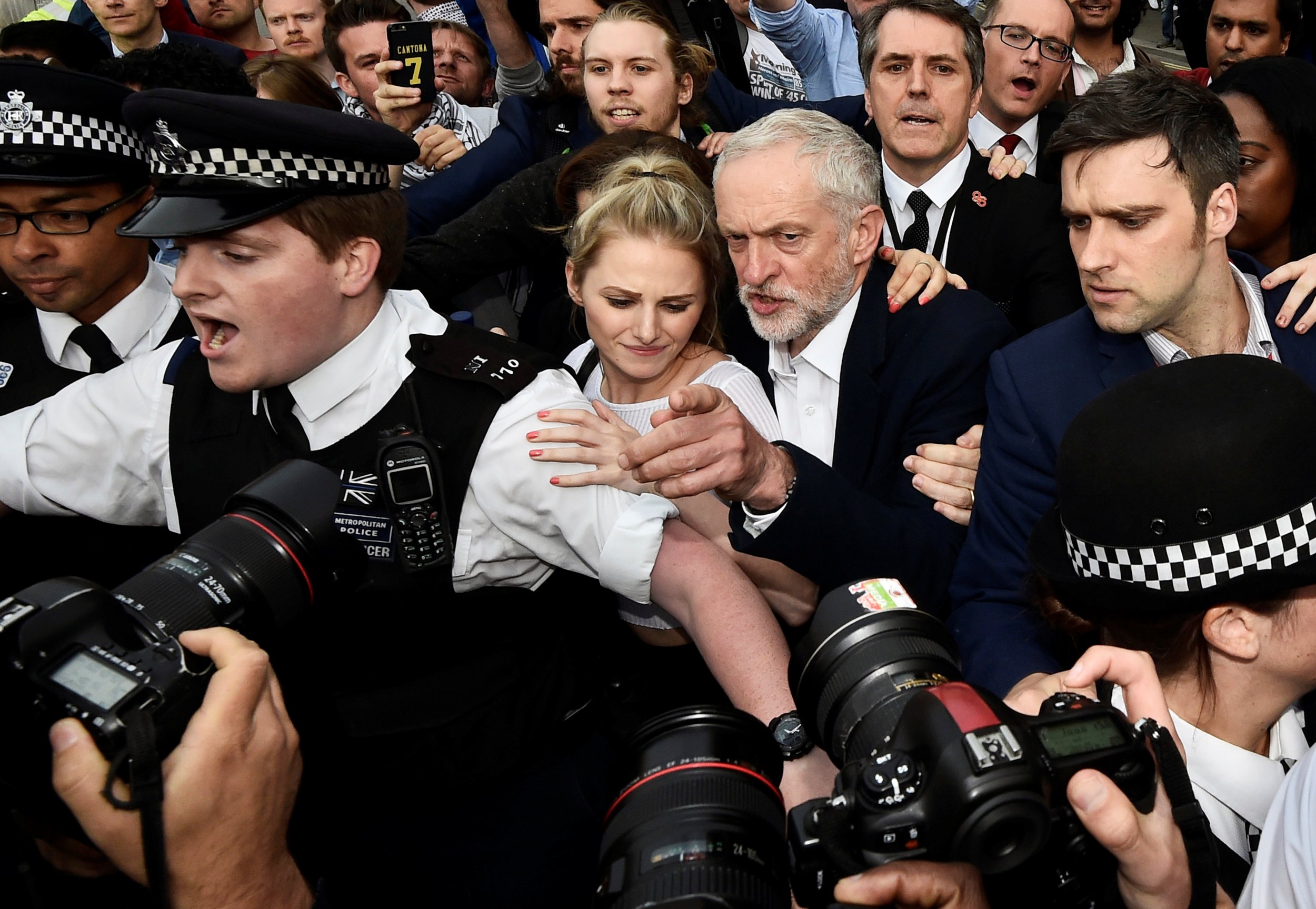 Jeremy Corbyn arrives to rally 