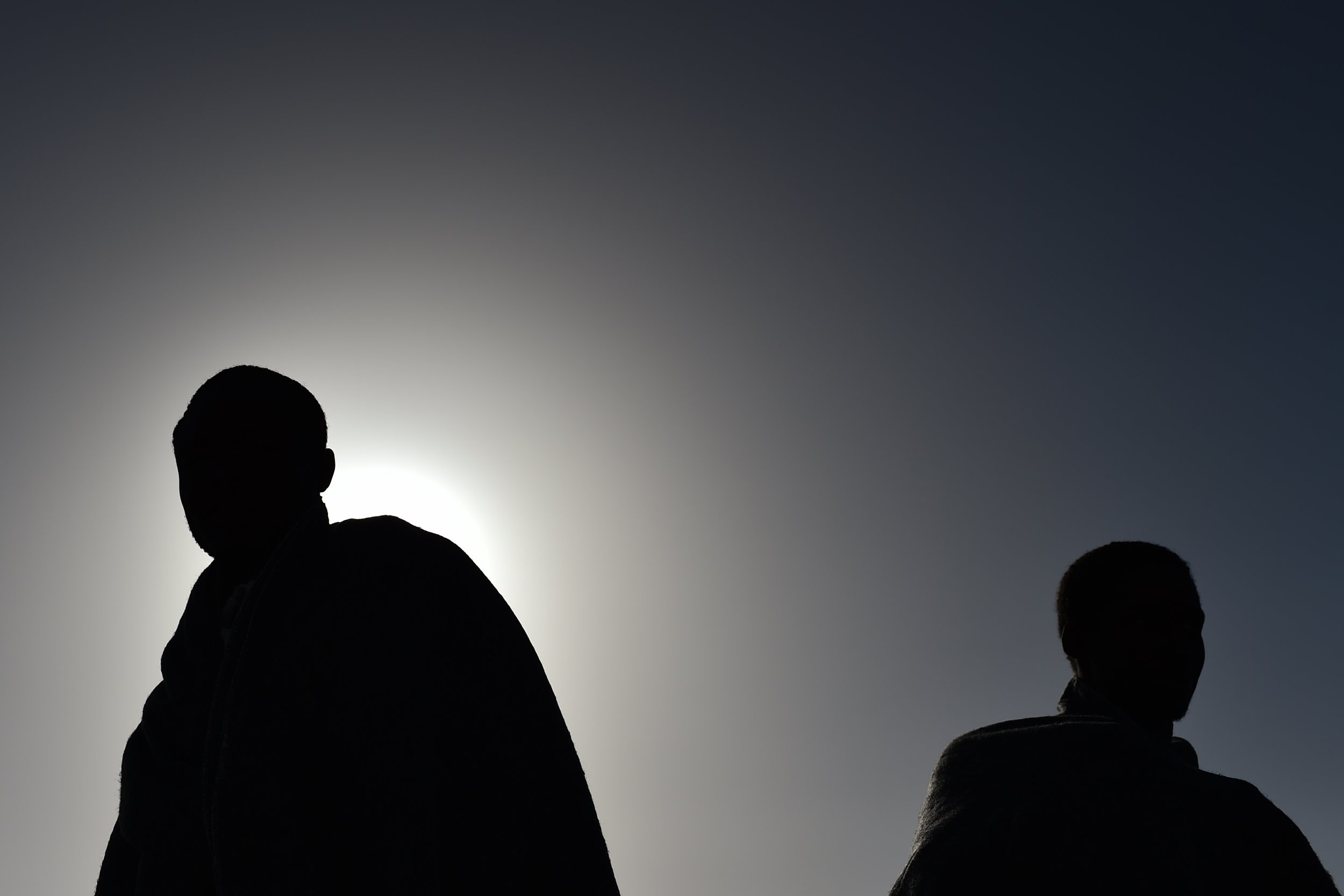 African migrants on board an Italian rescue vessel