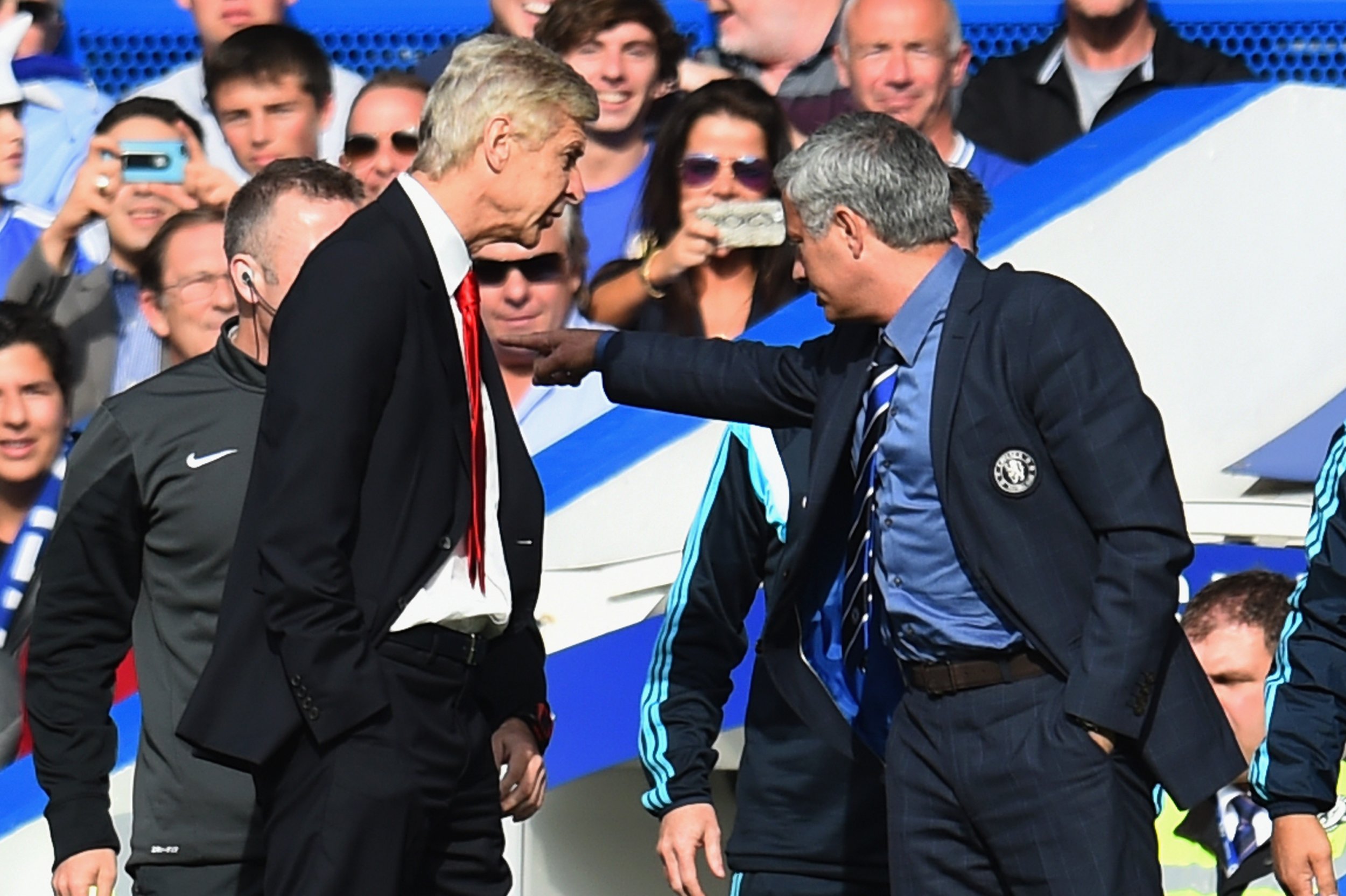 Arsene Wenger, left, with Jose Mourinho