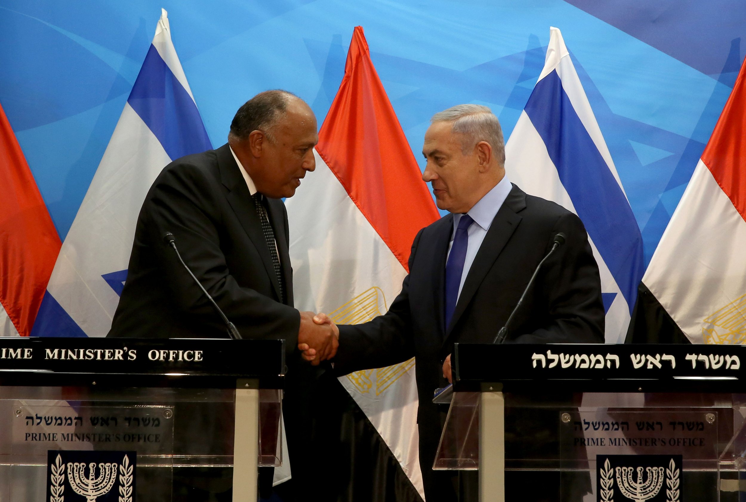 Benjamin Netanyahu and Sameh Shoukry