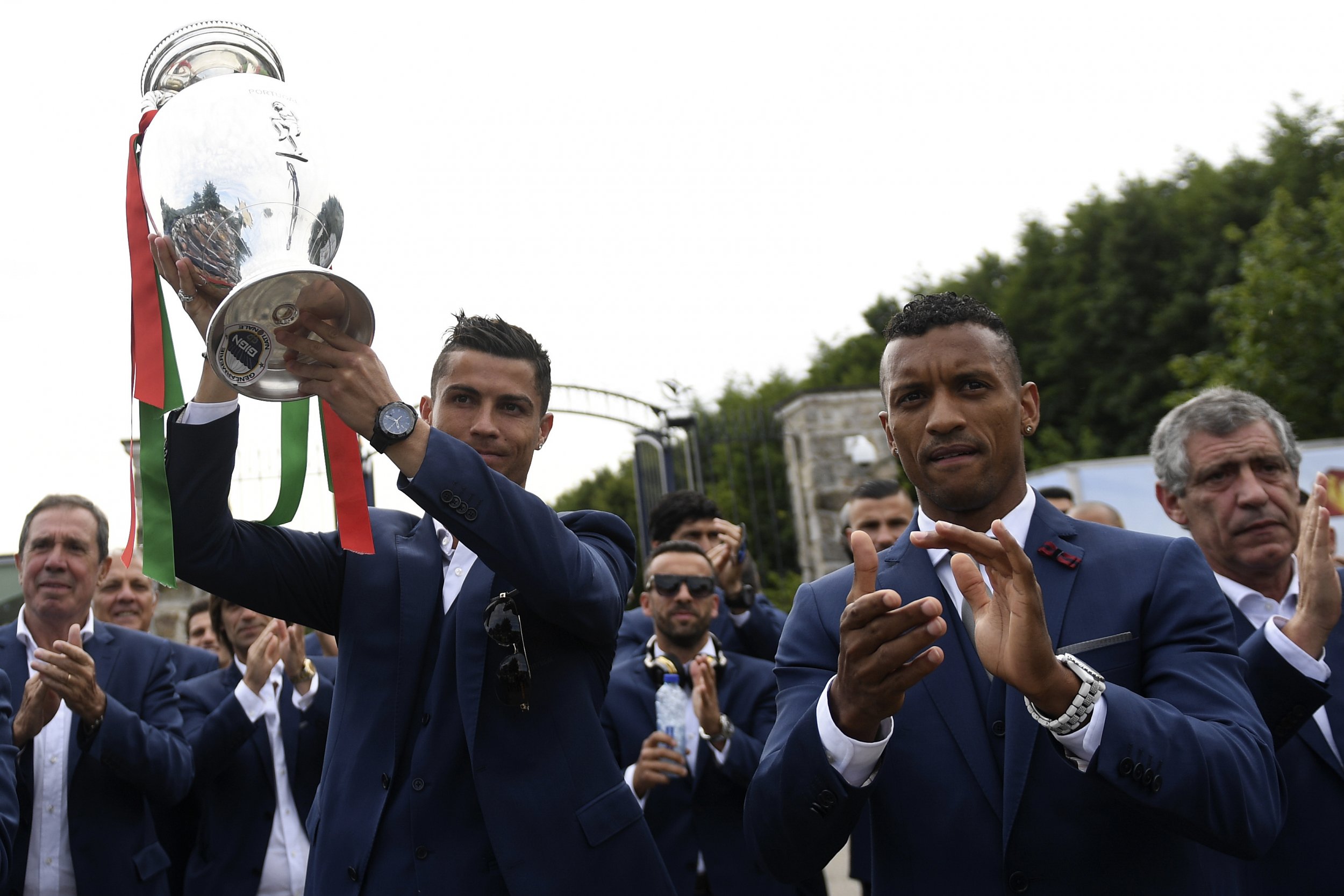 Cristiano Ronaldo, left, with the Euro 2016 trophy.