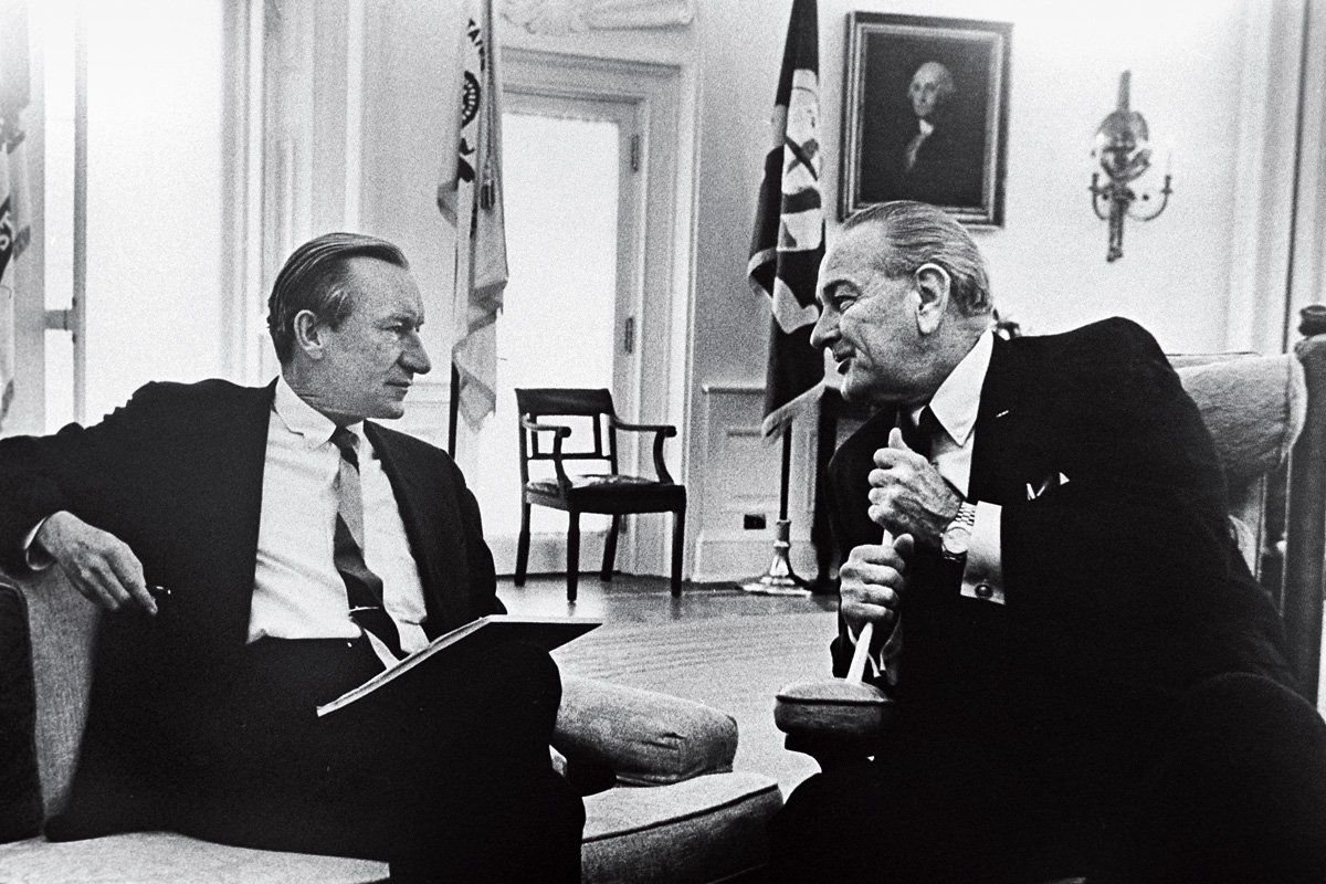 Newsweek's Charles (Chuck) Roberts with President Johnson