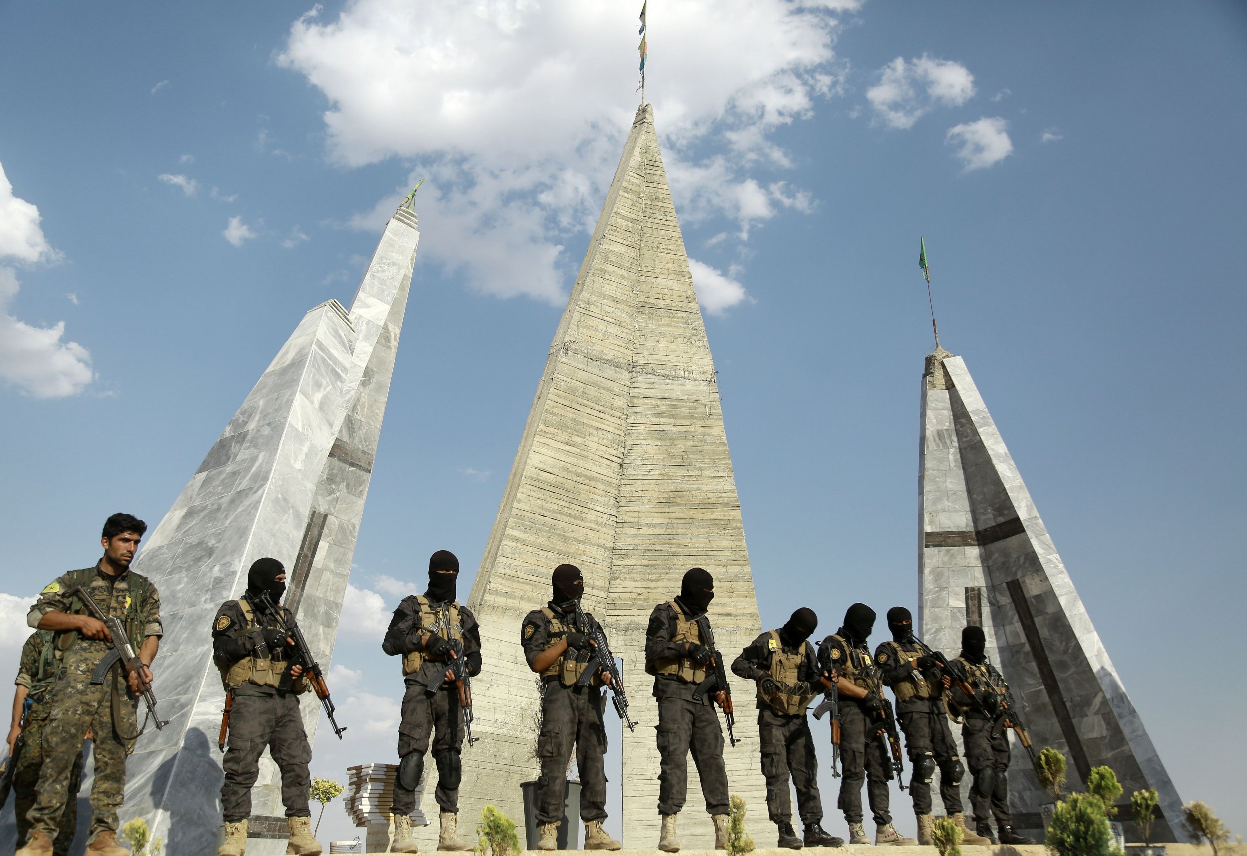 Kurdish-Arab coalition fighters in Manbij, Syria