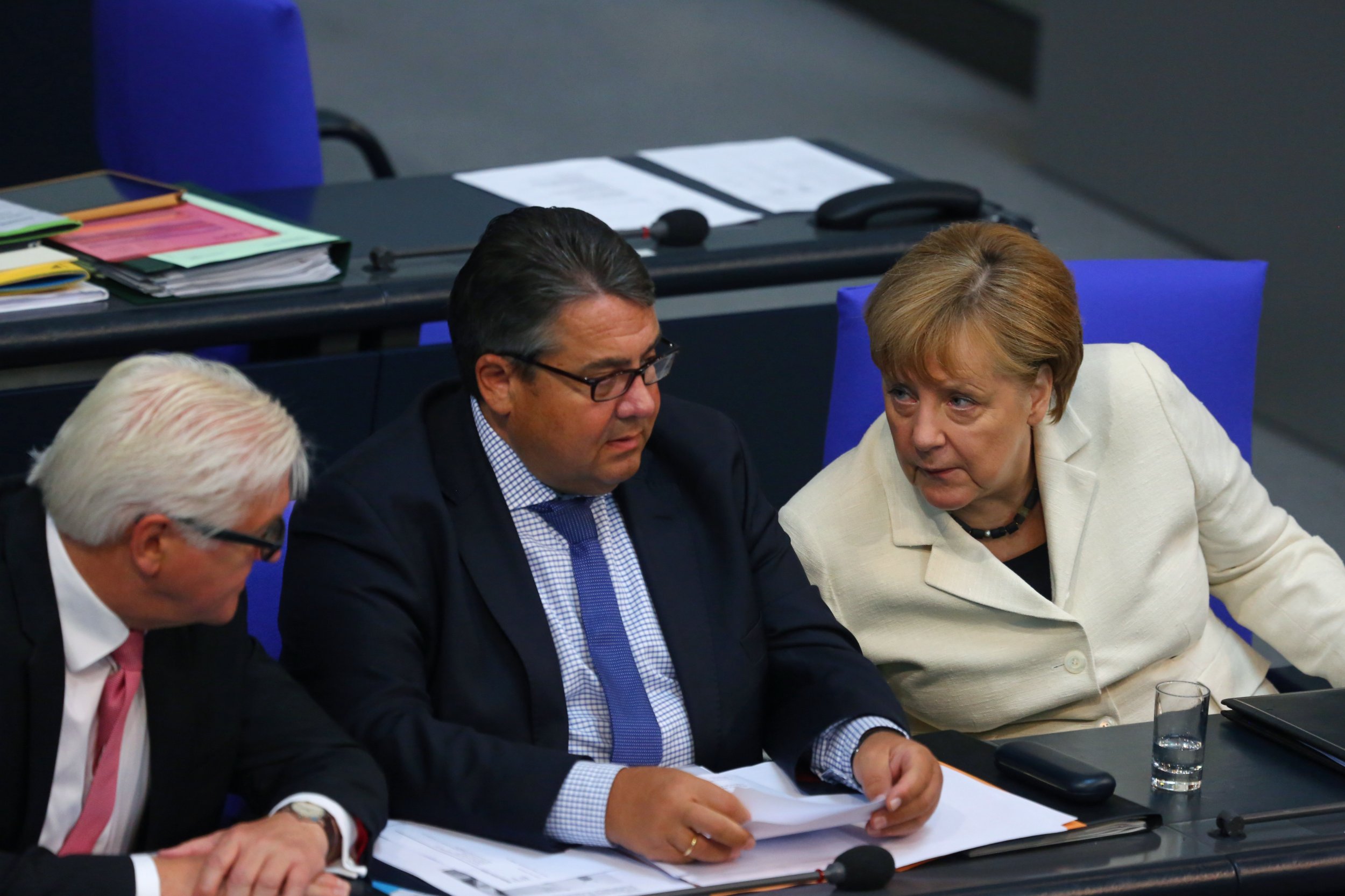 Sigmar Gabriel and Angela Merkel