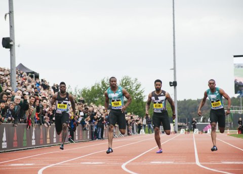 Yohan Blake during a 100-meter race