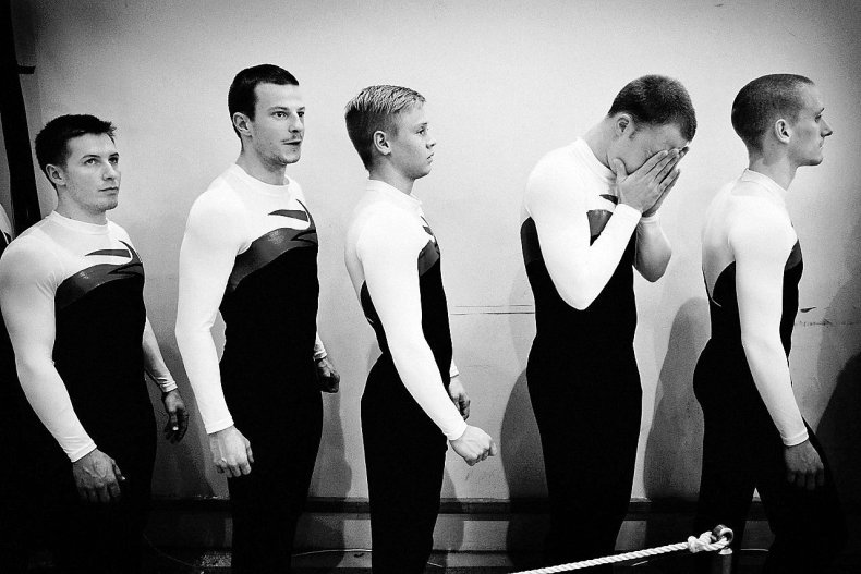 Daniel Rye's gymnast teammates