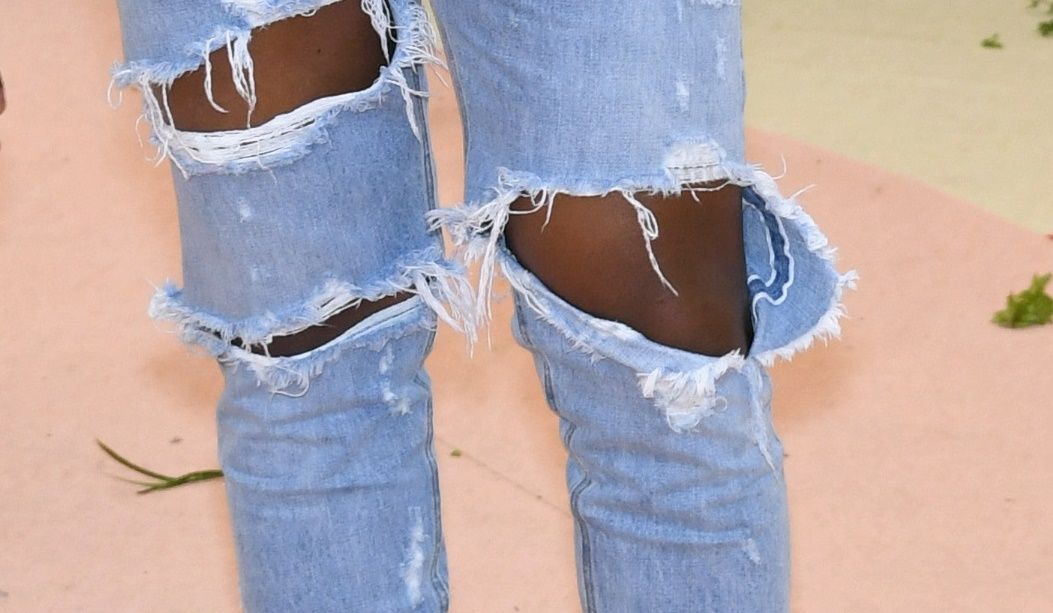 ripped jeans kanye west self-healing fabric