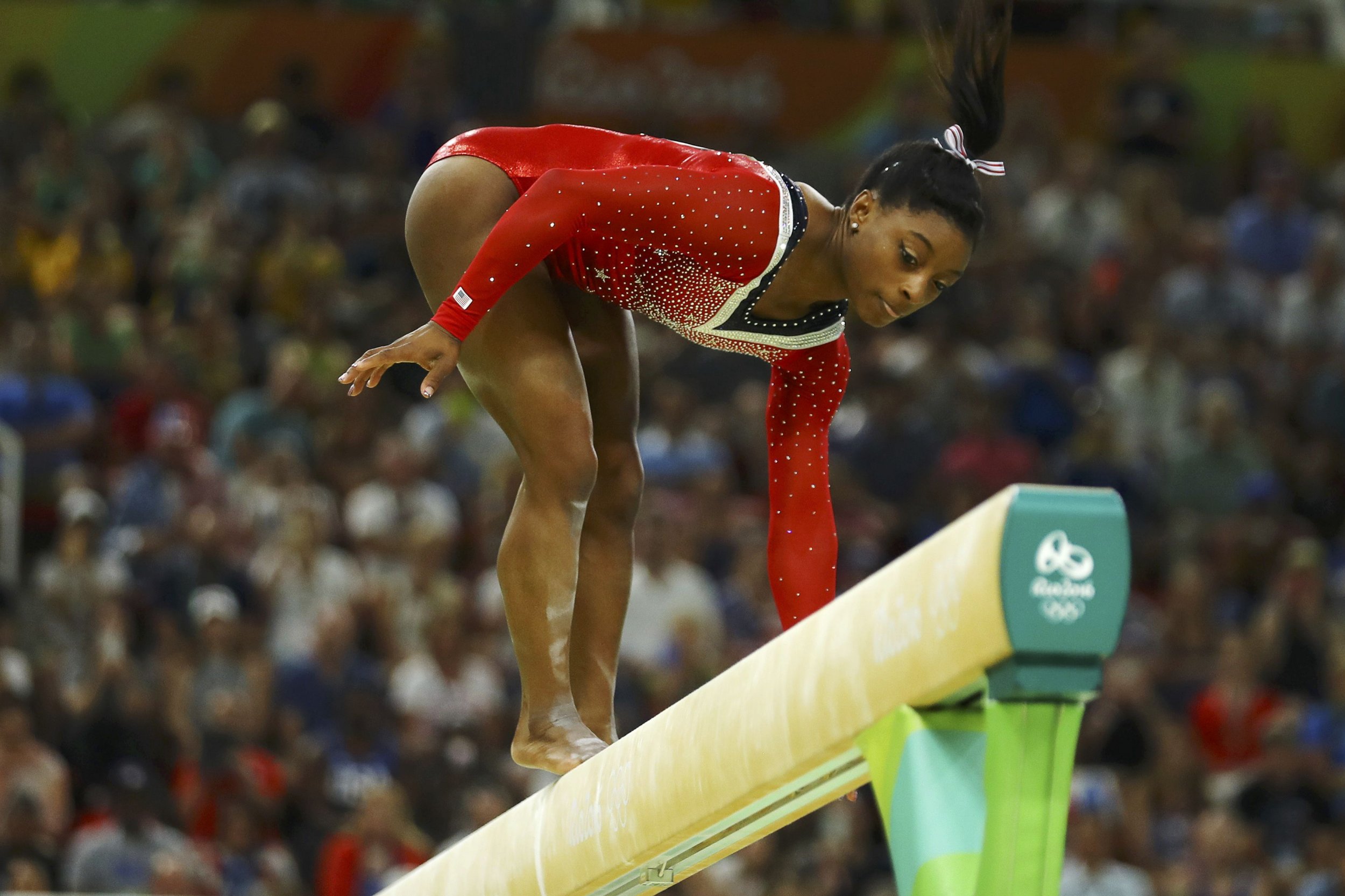 Rio 2016 Simone Biles Stumbles on Balance Beam