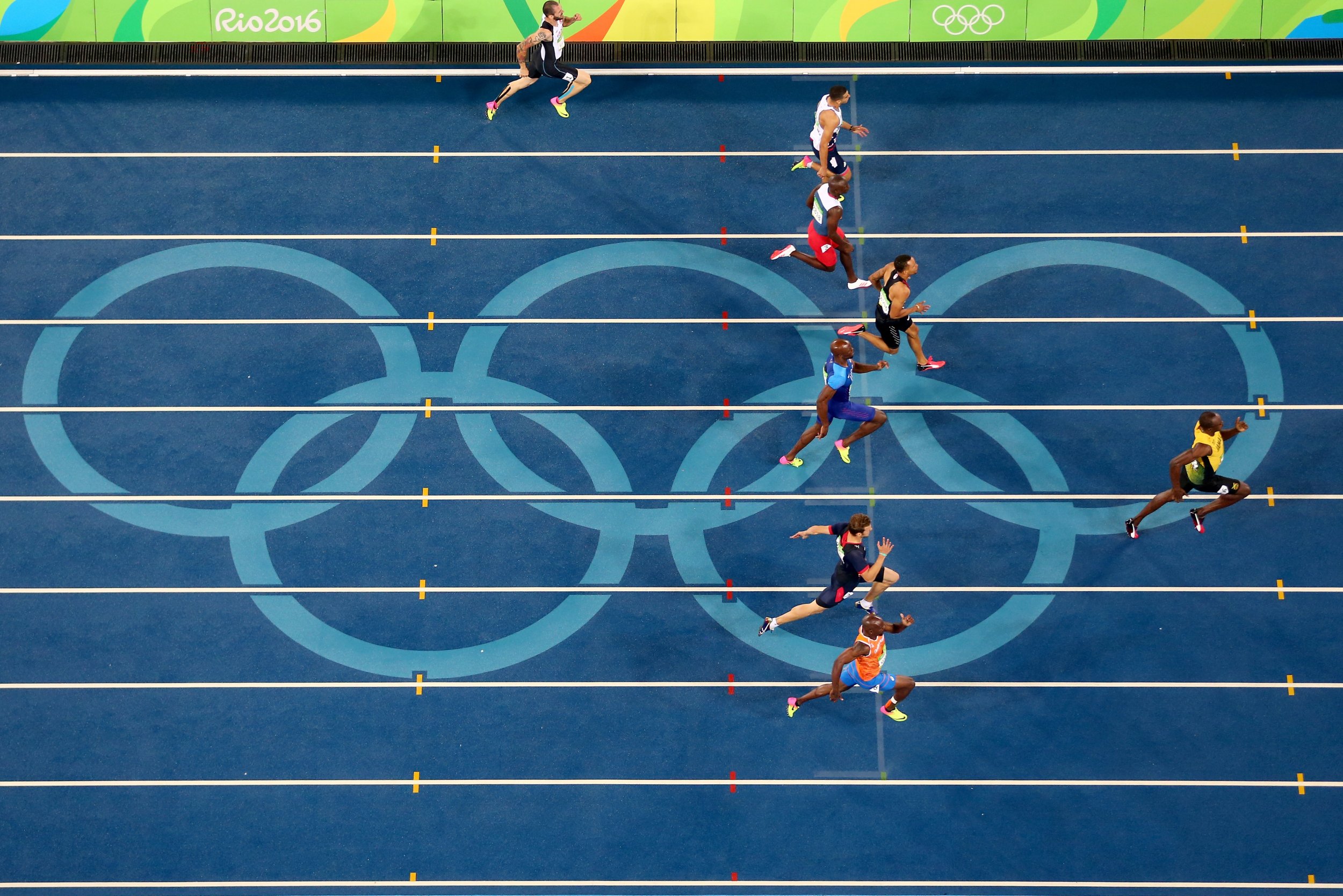 Usain Bolt, far right, wins the 200 meters at the Rio de Janeiro Olympics.
