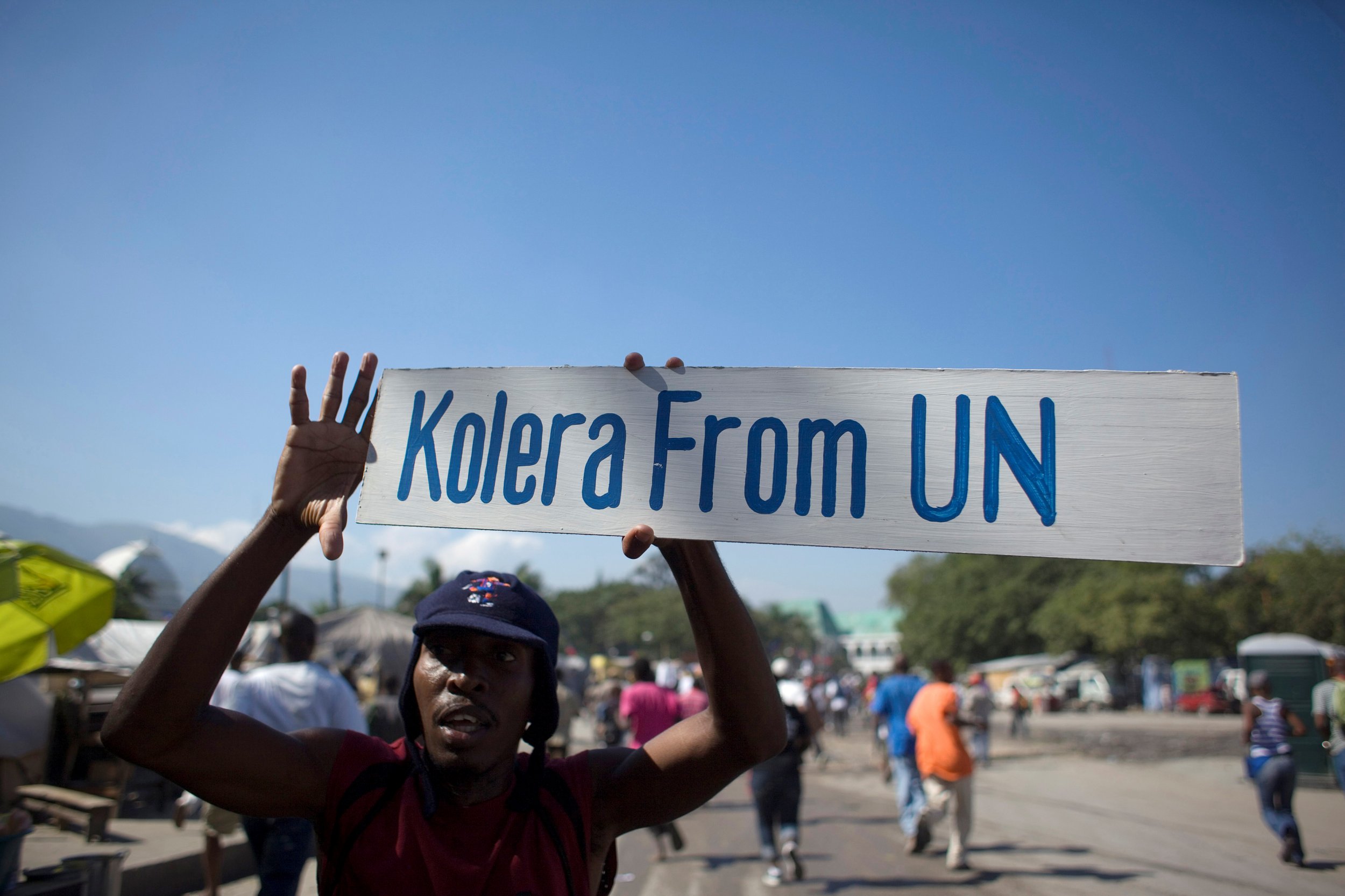 Protester against U.N. in Haiti