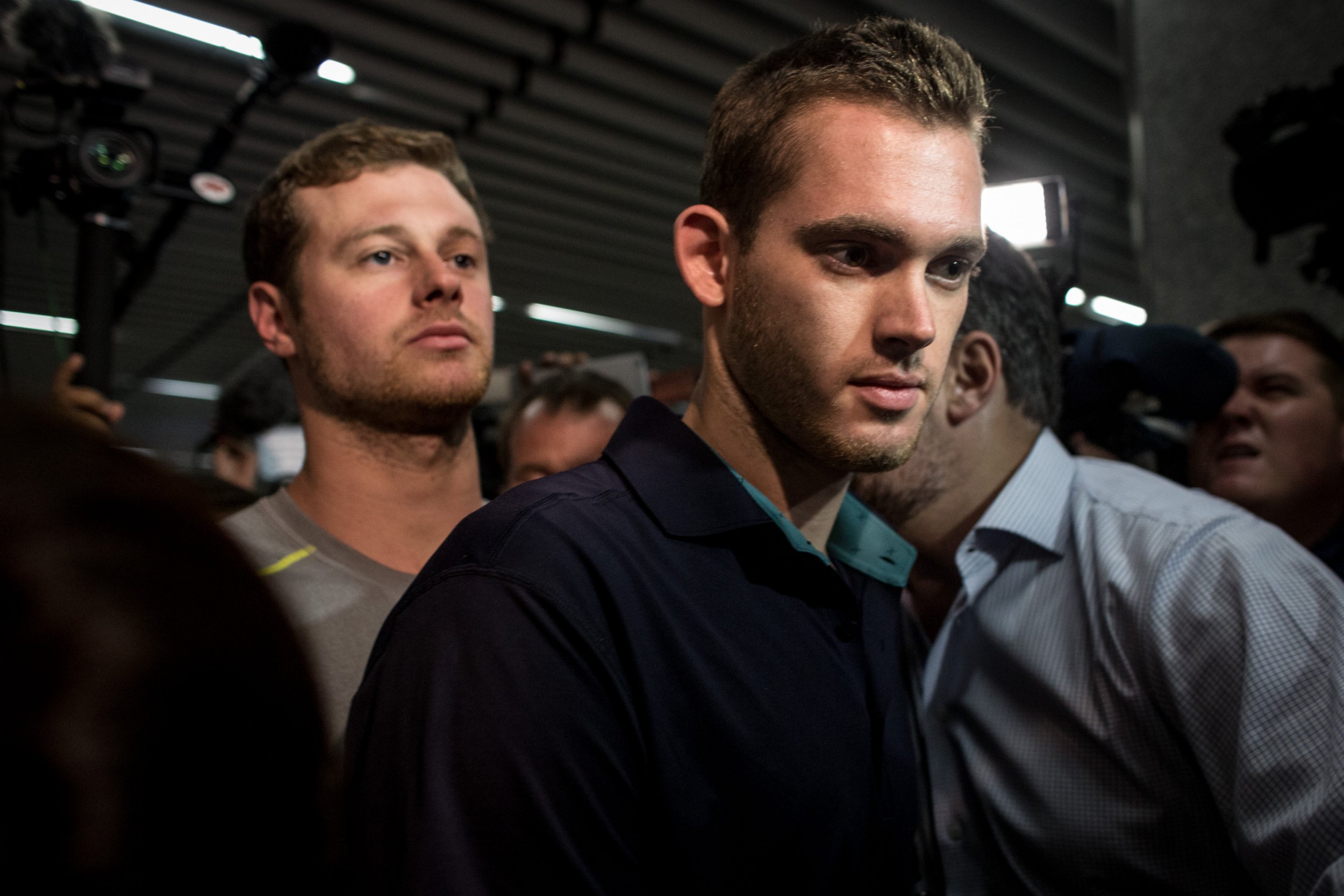 US swimmers Gunnar Bentz, right, and Jack Conger