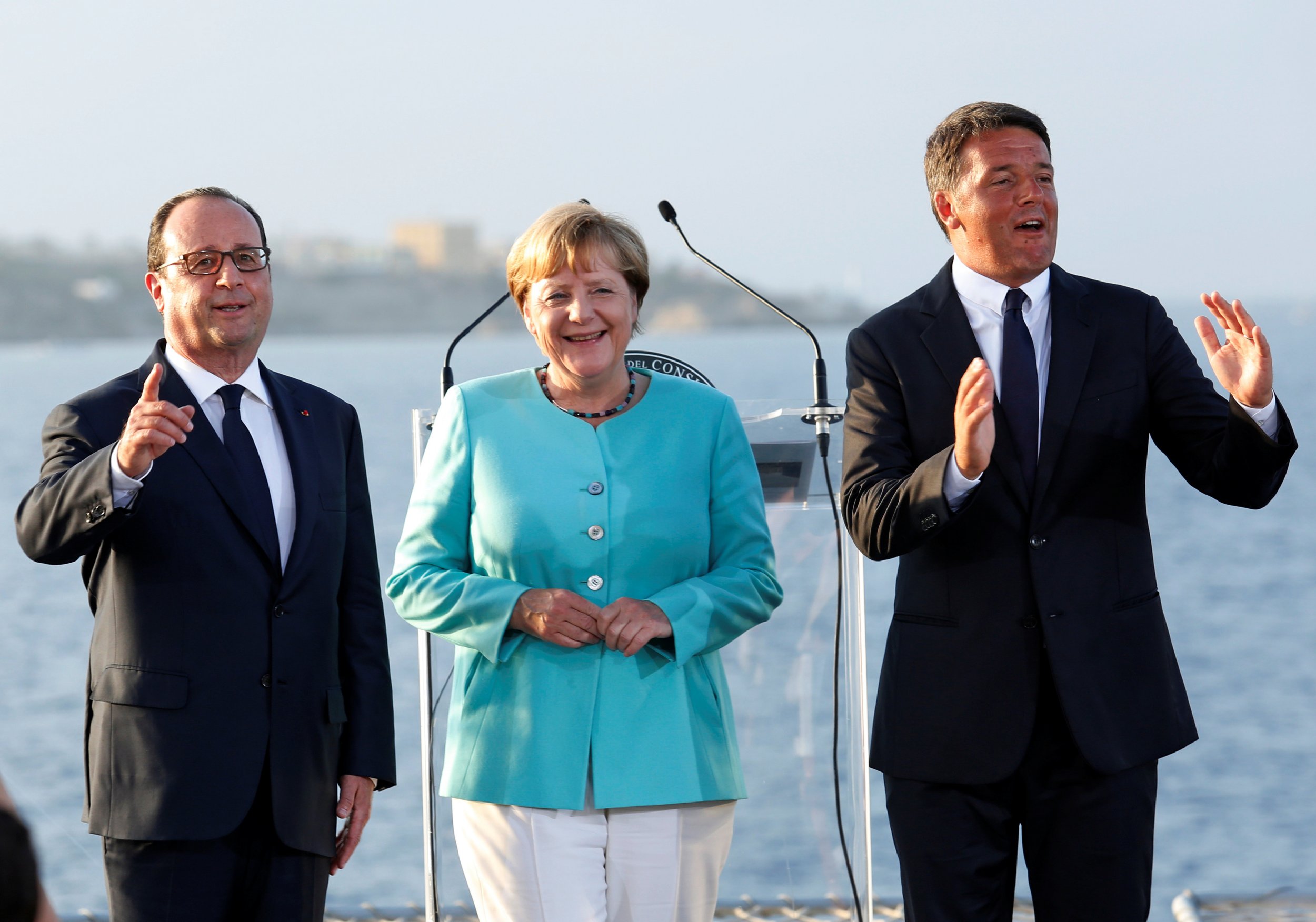 Matteo Renzi, Angela Merkel and Francois Hollande