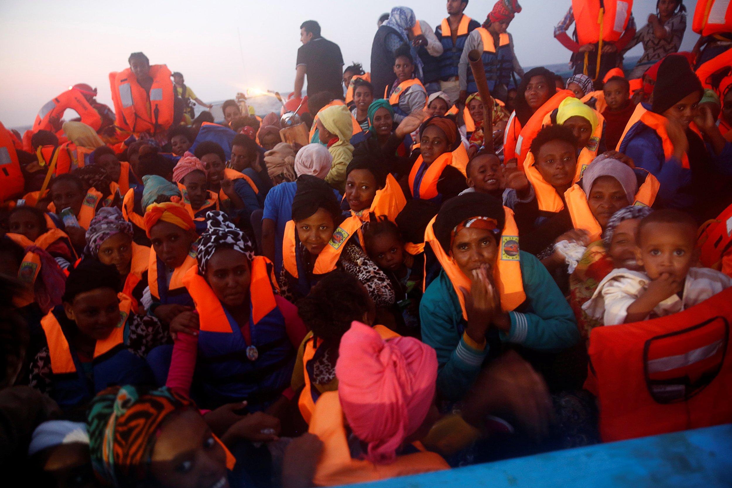 Eritrean migrants in Mediterranean Sea