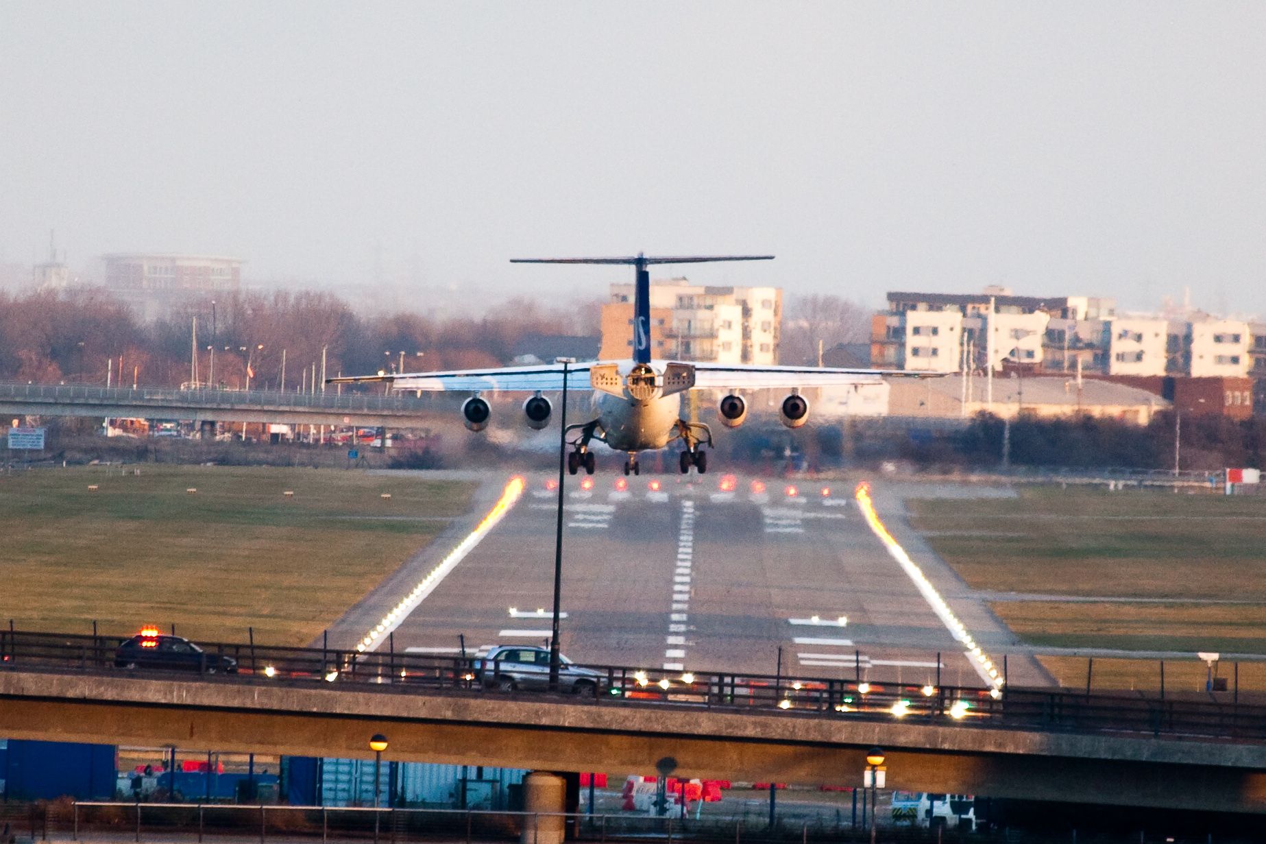 SAS plane landing at London City Airport