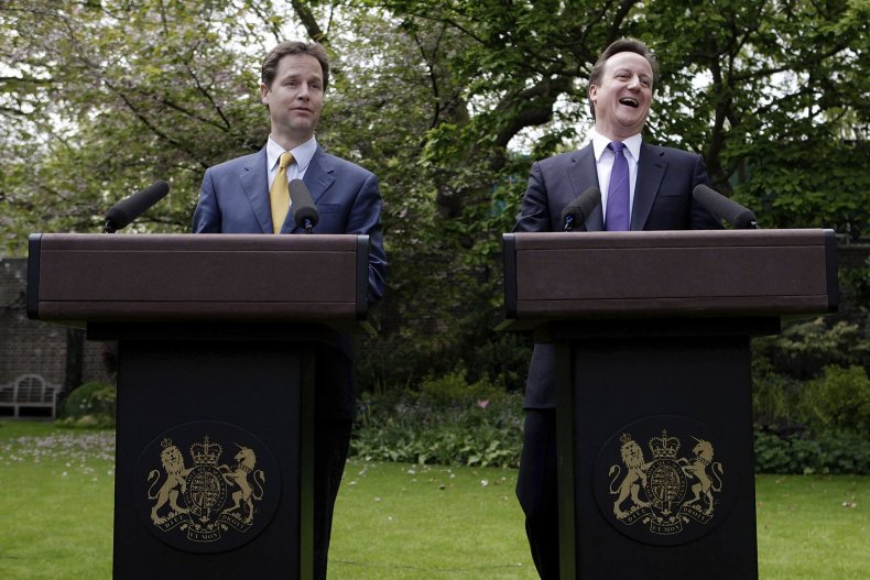 David Cameron and Nick Clegg in the No.10 garden
