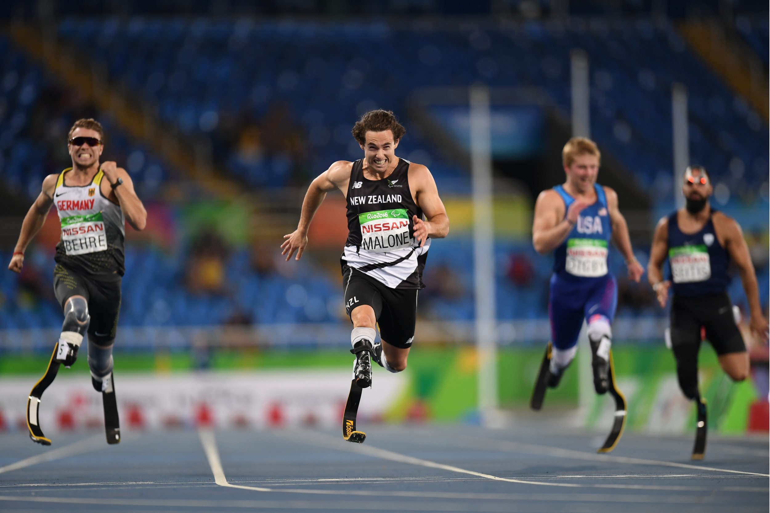 New Zealand Paralympian Liam Malone, center.