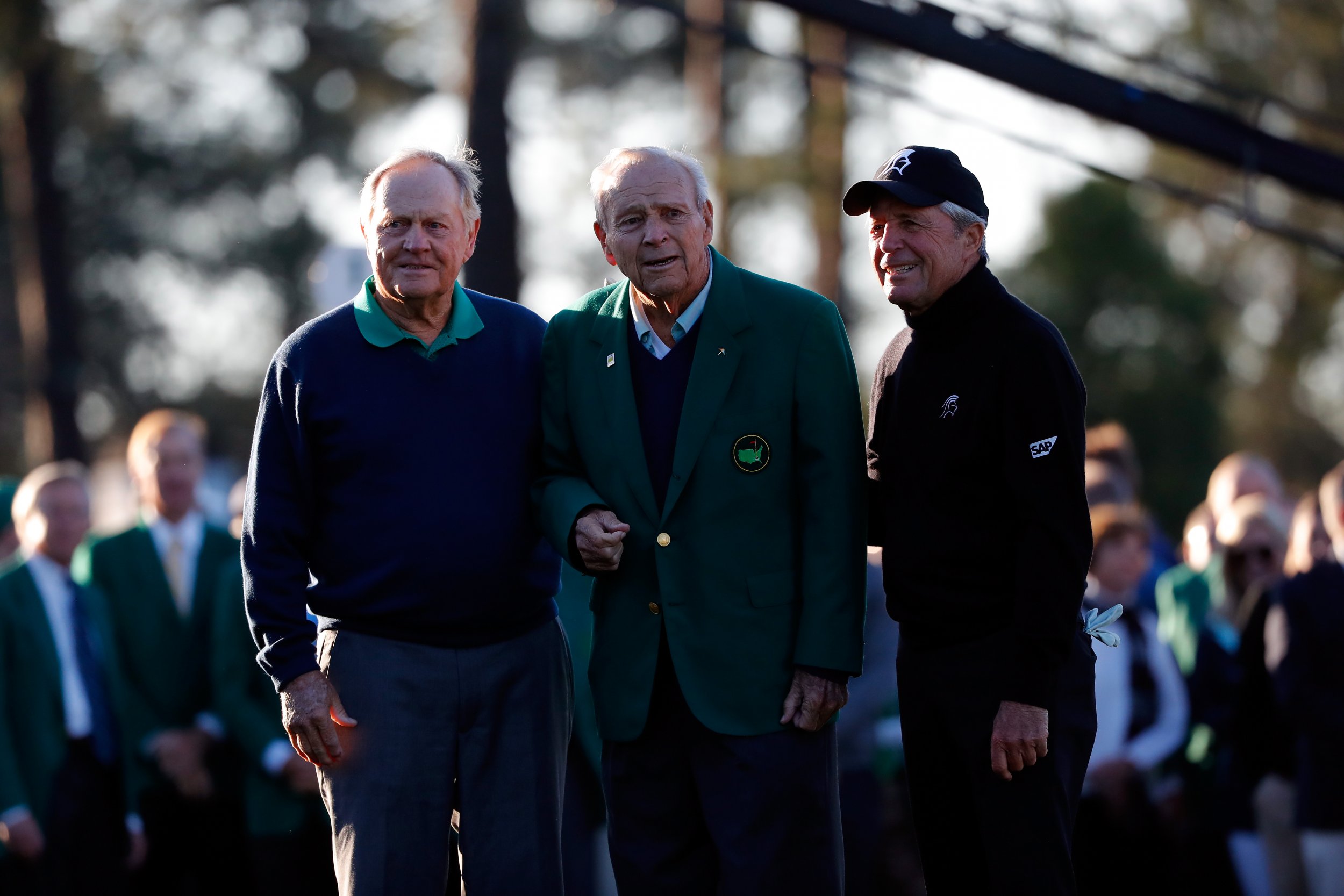 Arnold Palmer, center, with Jack Nicklaus, left, and Gary Player.
