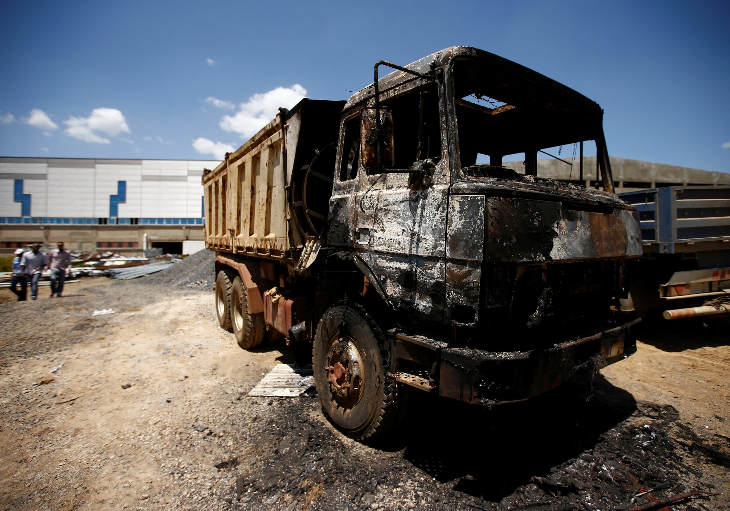 torched truck in the town of Sebeta, Oromia region