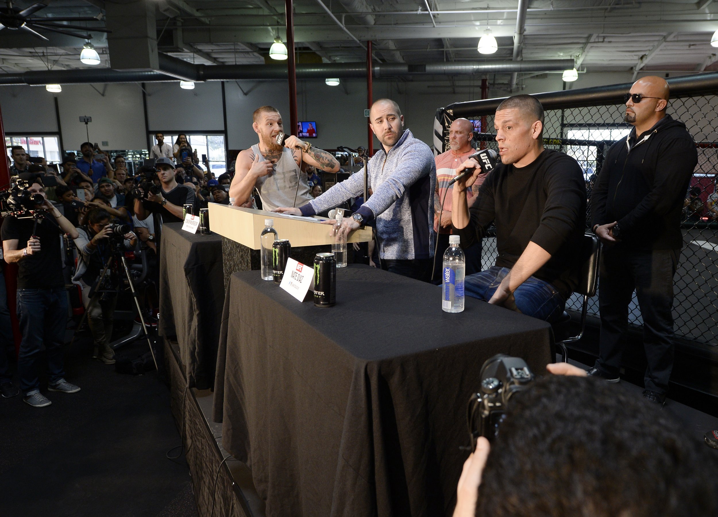 Conor McGregor, far left, with Nate Diaz, far right.