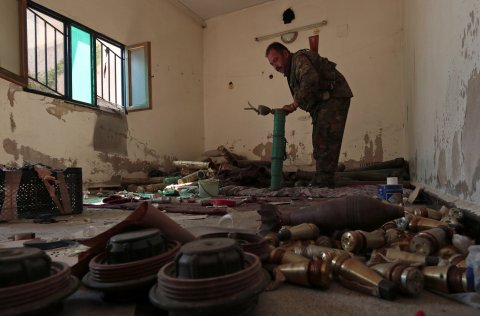 An ISIS explosives factory in Manbij