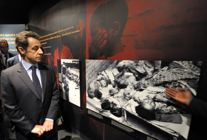 Sarkozy at Rwandan genocide memorial