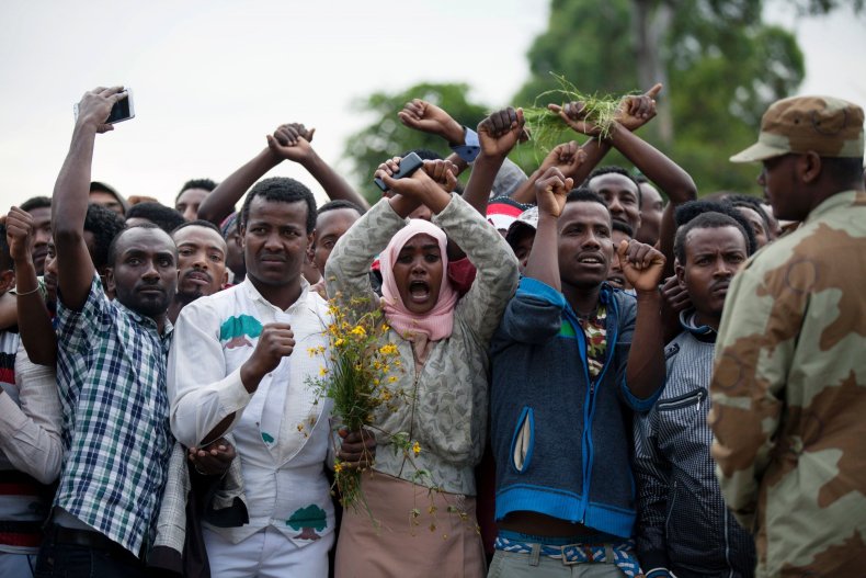 Protesters at Irreecha