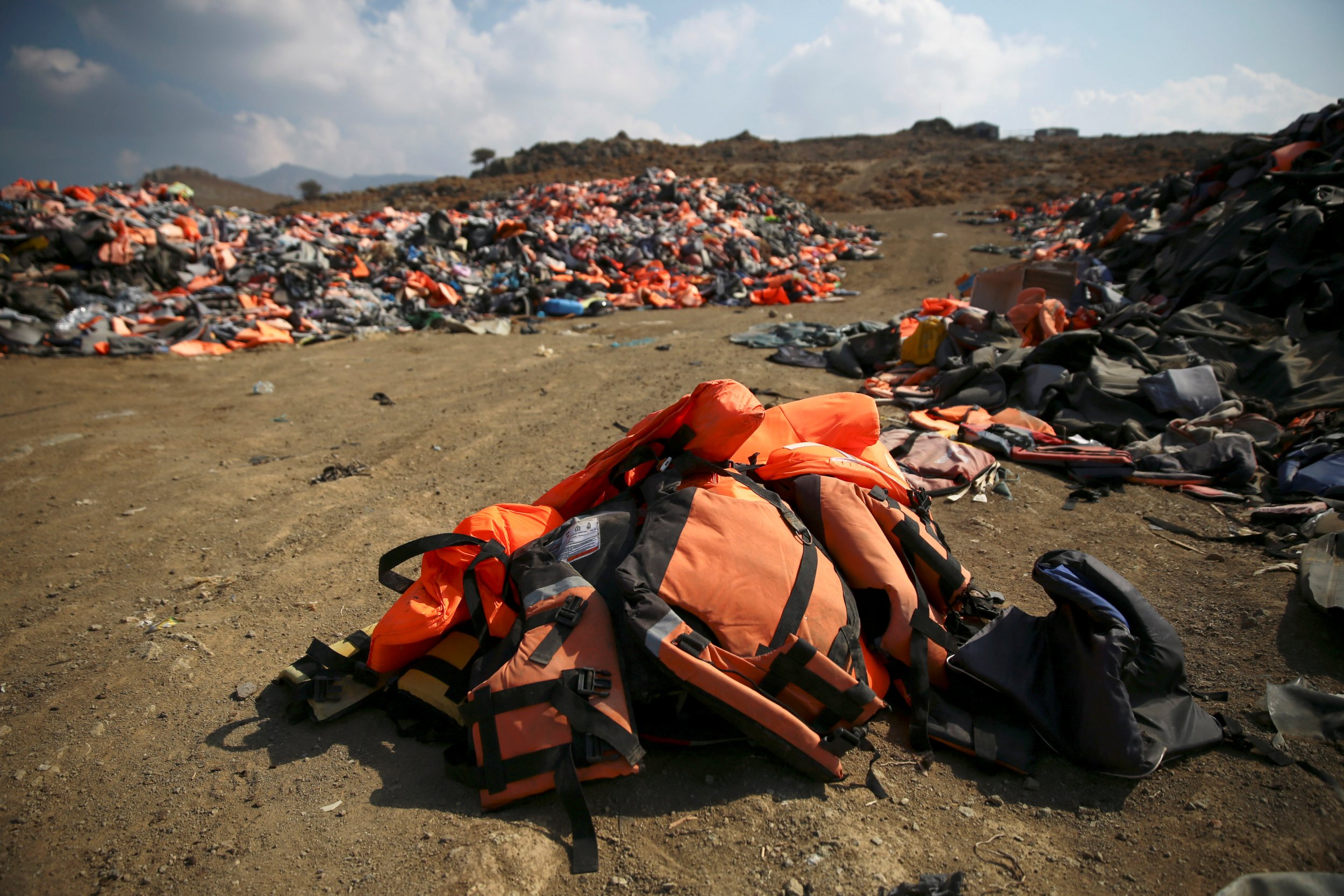 Refugee lifejackets Greece