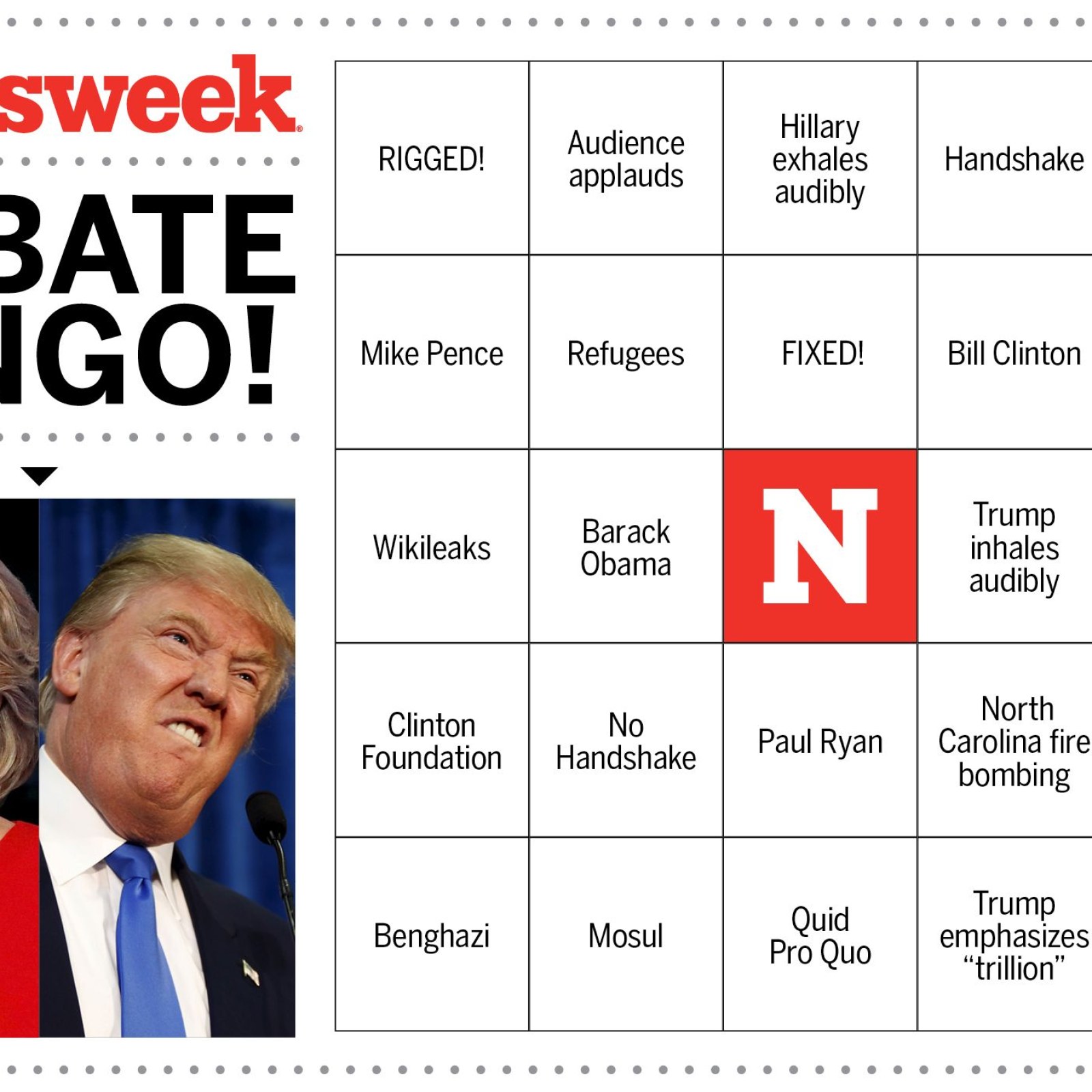 The Ultimate Drinking Game Hillary Clinton Vs Donald Trump Presidential Debate Bingo Round 3